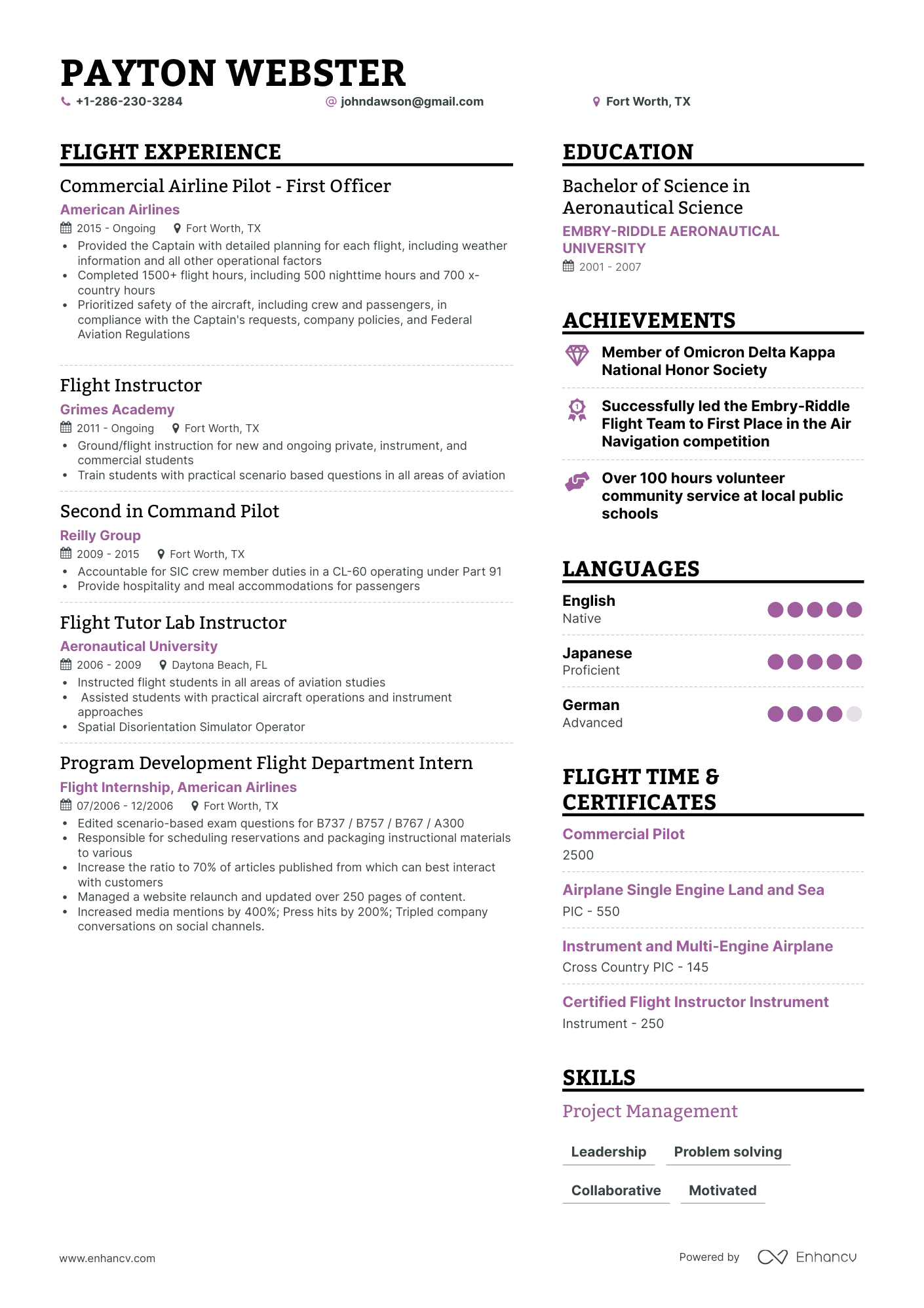 4 Pilot Resume Examples & Guide for 2023