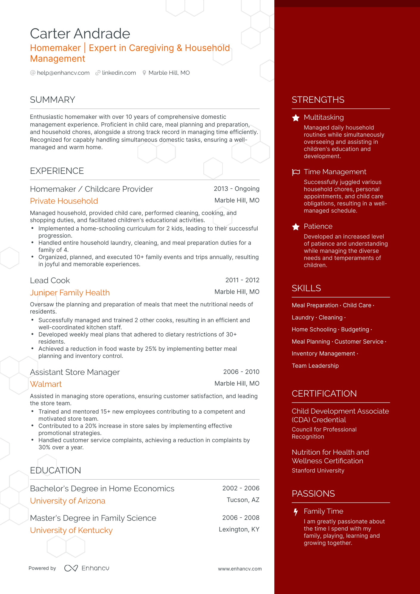 5 Homemaker Resume Examples amp Guide - AHR0cHM6Ly9jZG4uZW5oYW5jdi5jb20vcHJlZGVmaW5lZC1leGFtcGxlcy9DTjRSd0N6Zzg0R2x6eDVPVzBpU0YzMmpHa3VqTzJqWk5Kb1dXY1RSL2ltYWdlLnBuZw~~.
