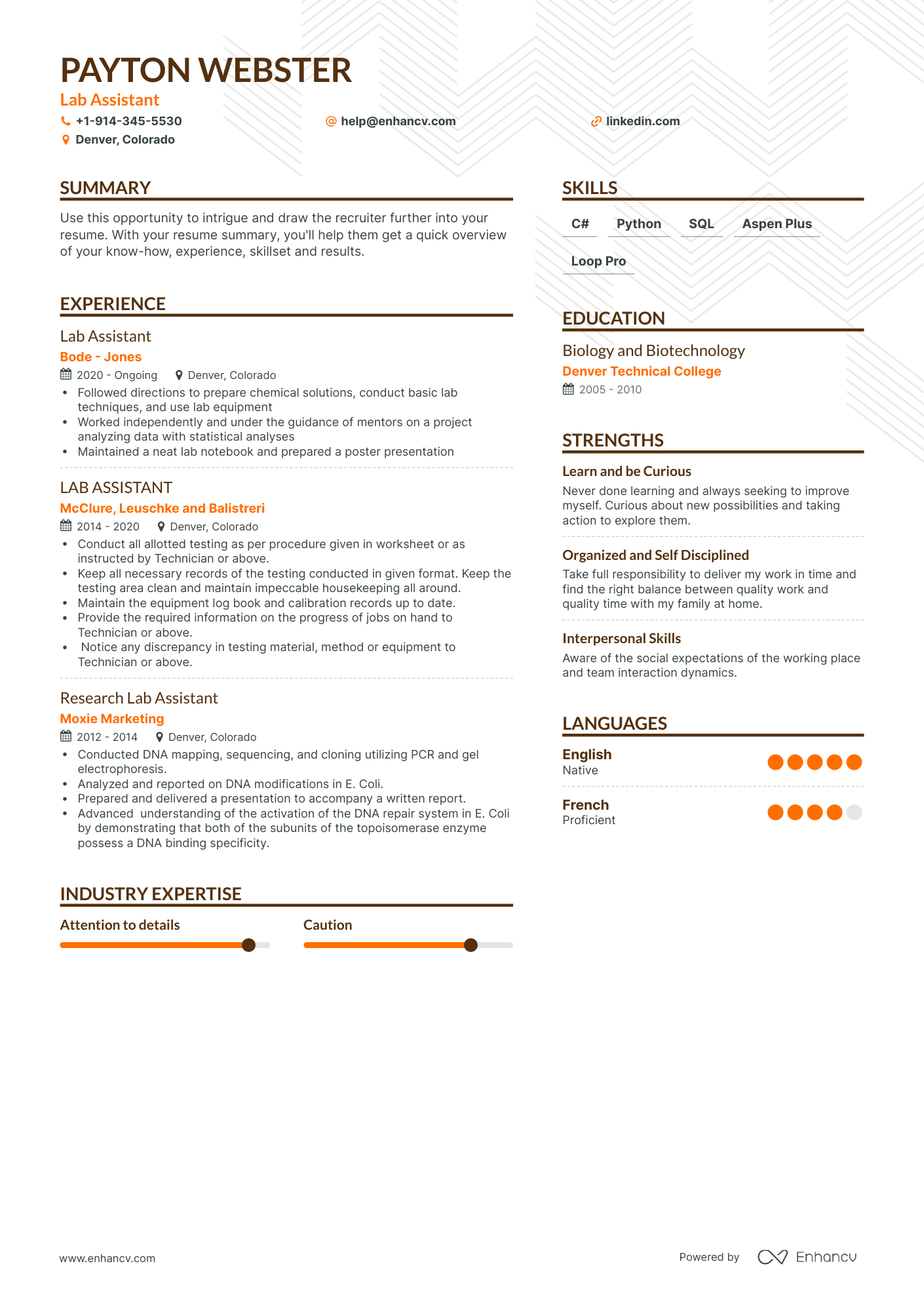 Top Lab Assistant Resume Examples & Samples for 2023 | Enhancv.com ...