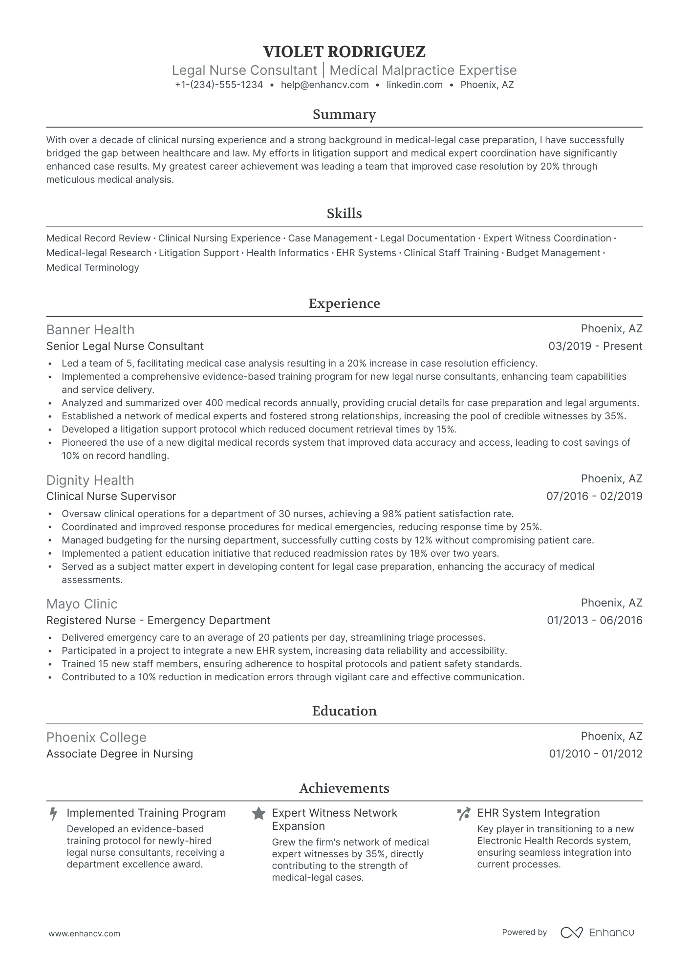 5 Legal Nurse Consultant Resume Examples & Guide for 2024