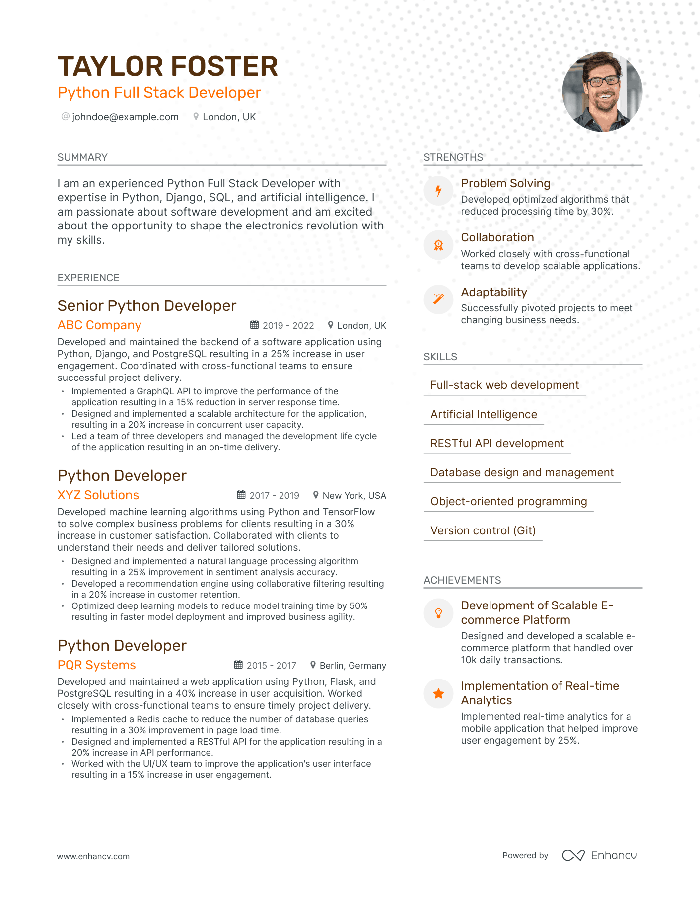 5 Python Full Stack Developer Resume Examples & Guide for 2023