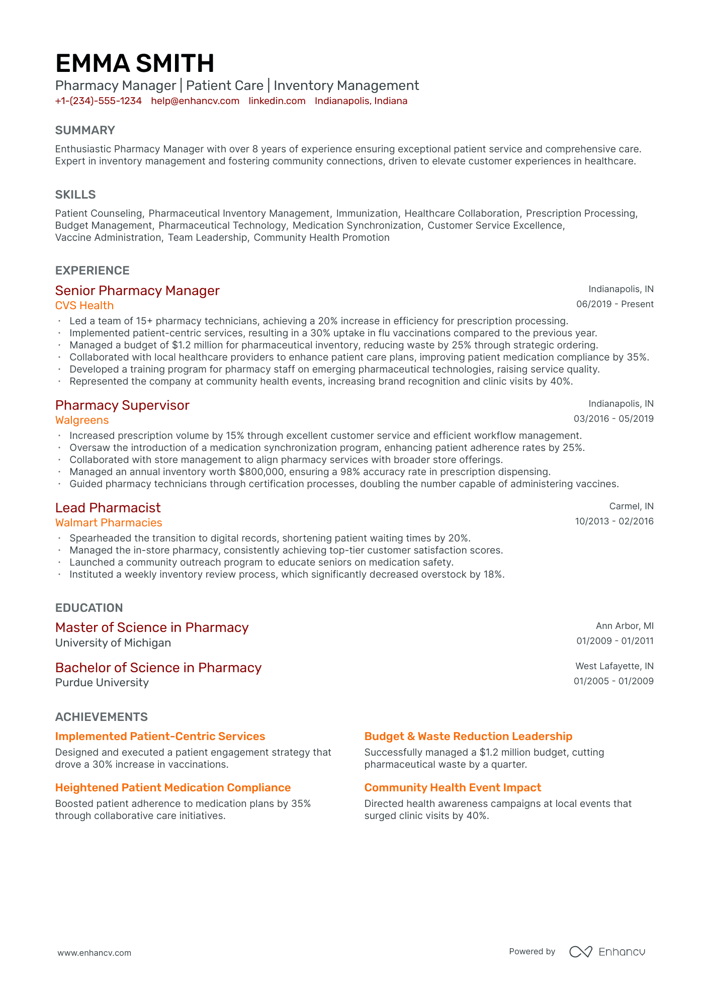 5 Pharmacy Manager Resume Examples & Guide for 2024