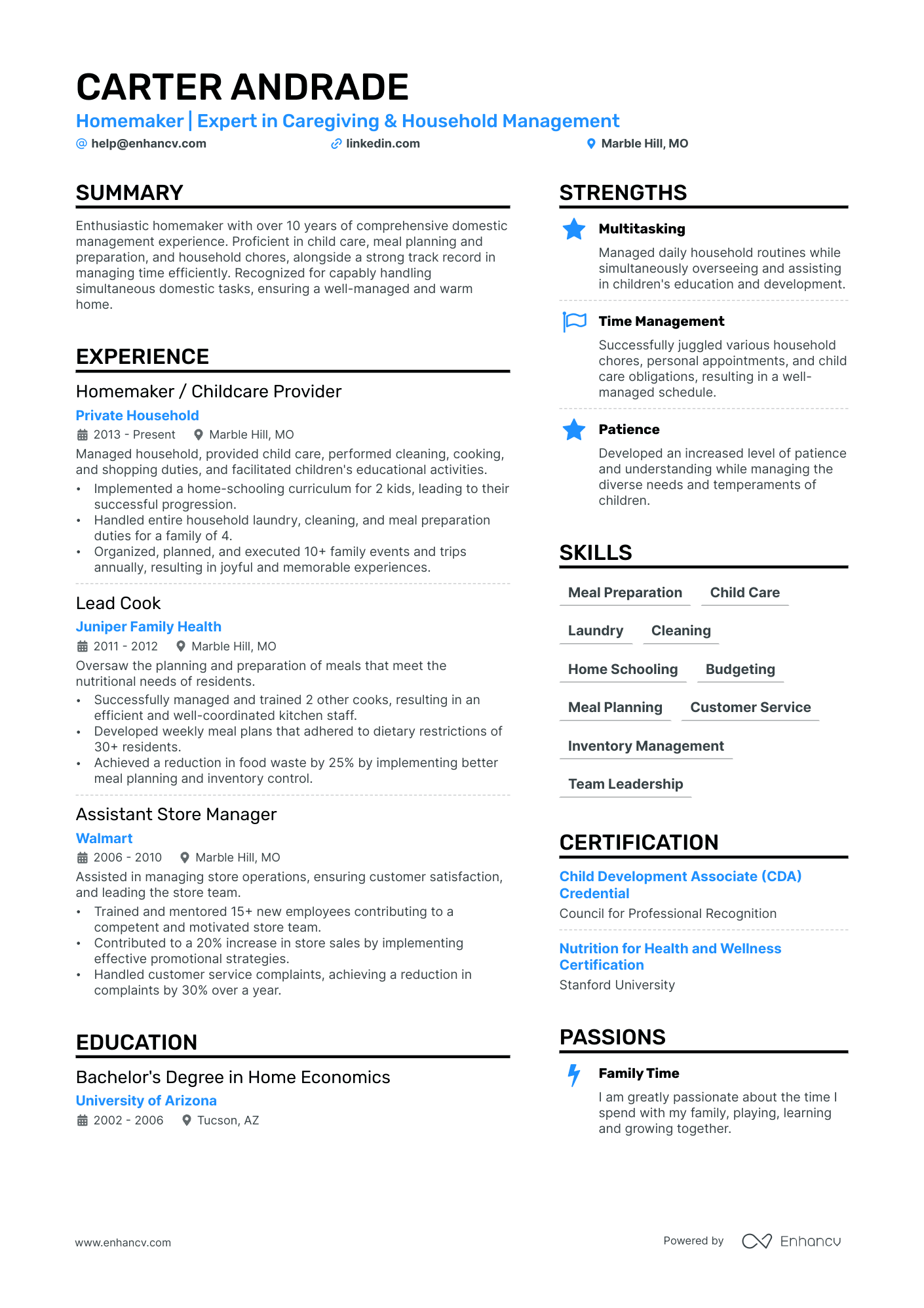 5 Homemaker Resume Examples & Guide for 2024