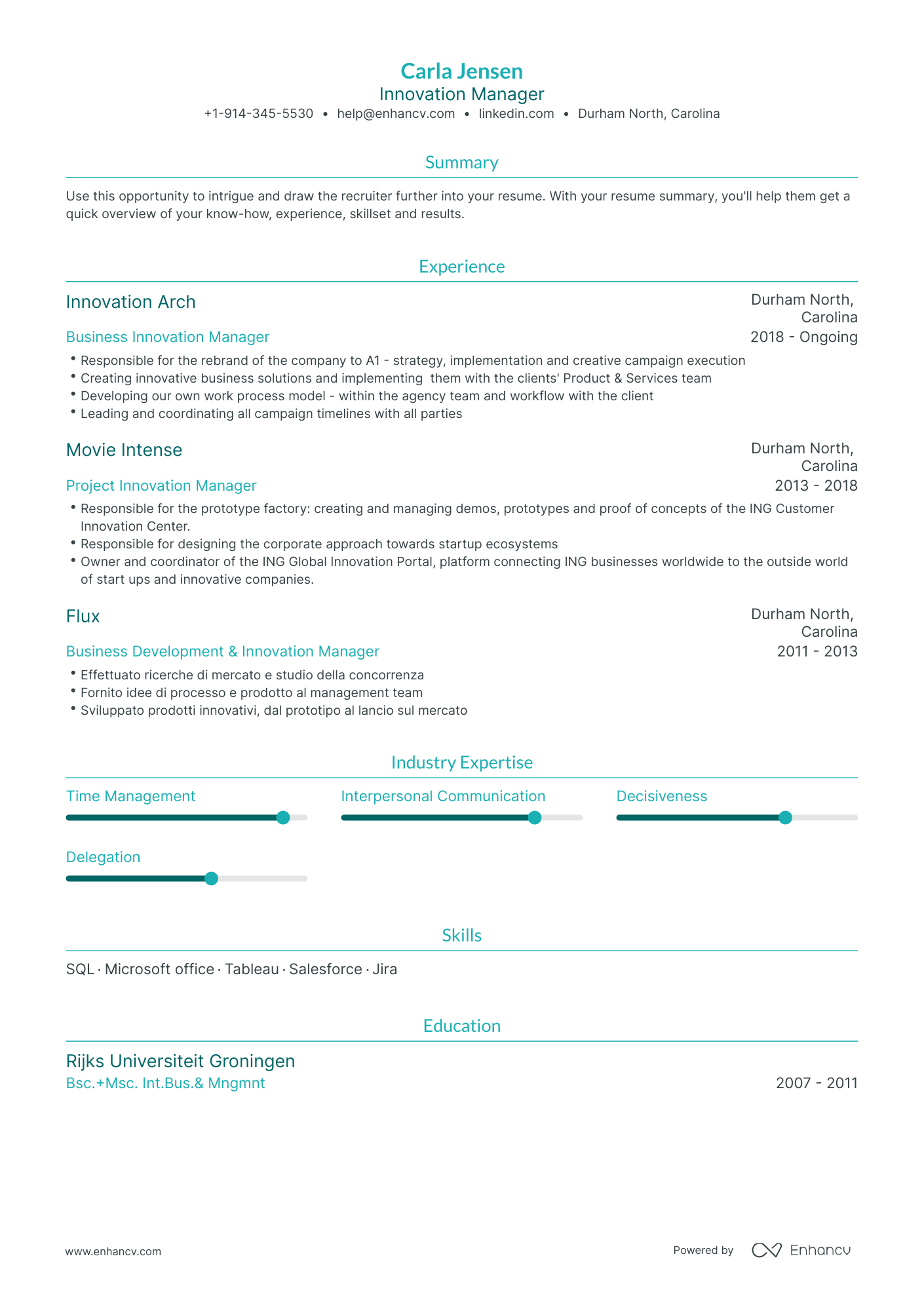 Innovation Manager Resume Examples & Guide for 2023 (Layout, Skills ...