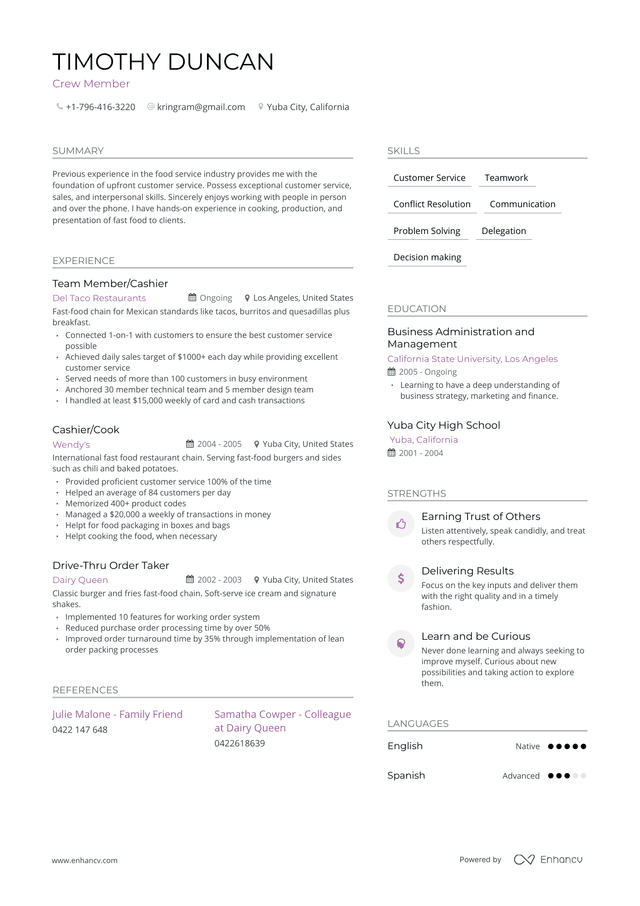 McDonalds Resume Examples & Guide for 2024