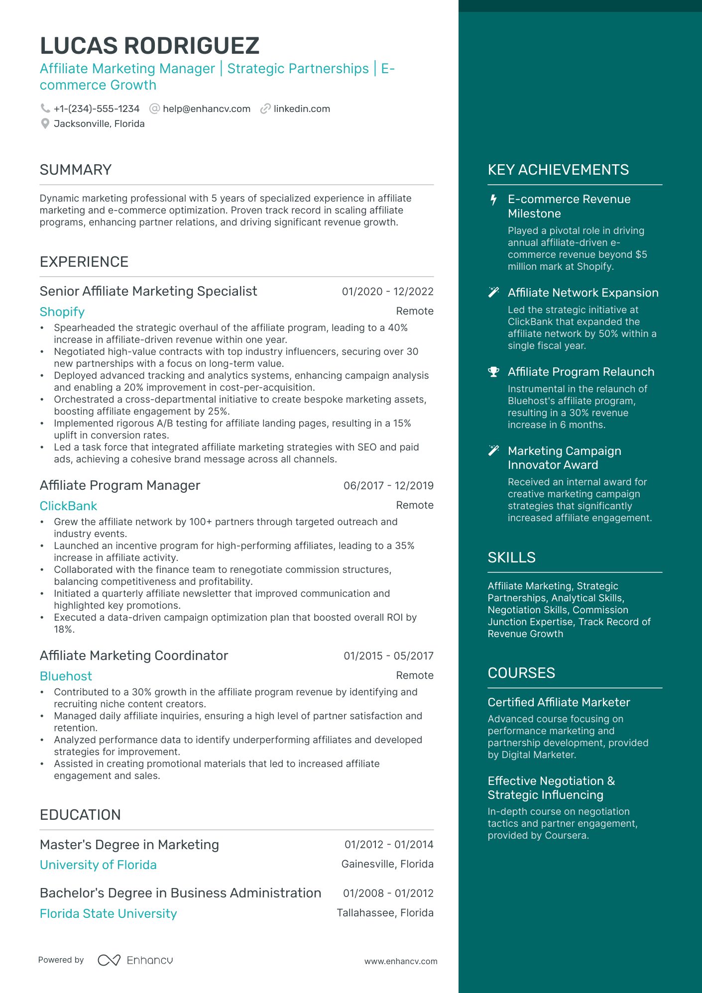 10 Affiliate Marketing Manager Resume Examples & Guide for 2026