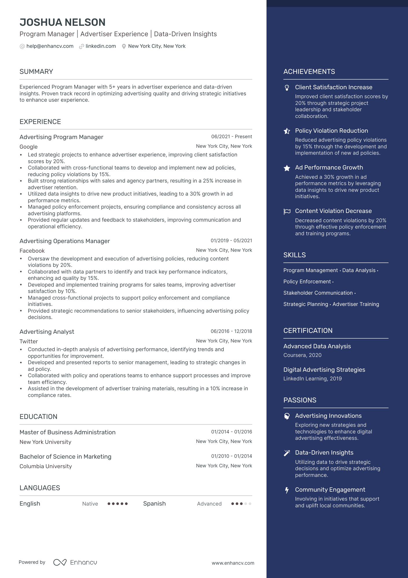 14 Advertising Resume Examples & Guide for 2024