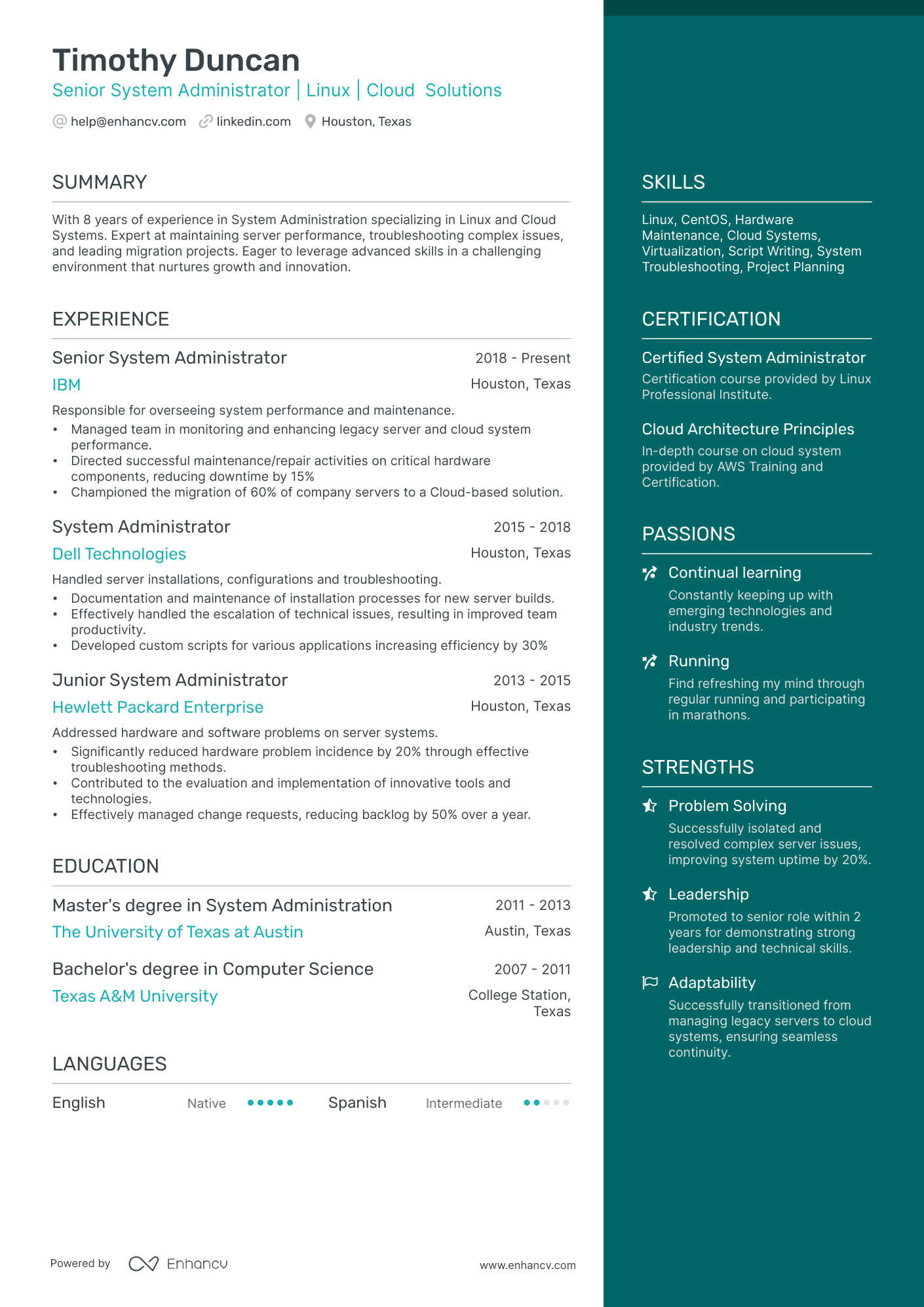 10 Linux System Administrator Resume Examples & Guide for 2026