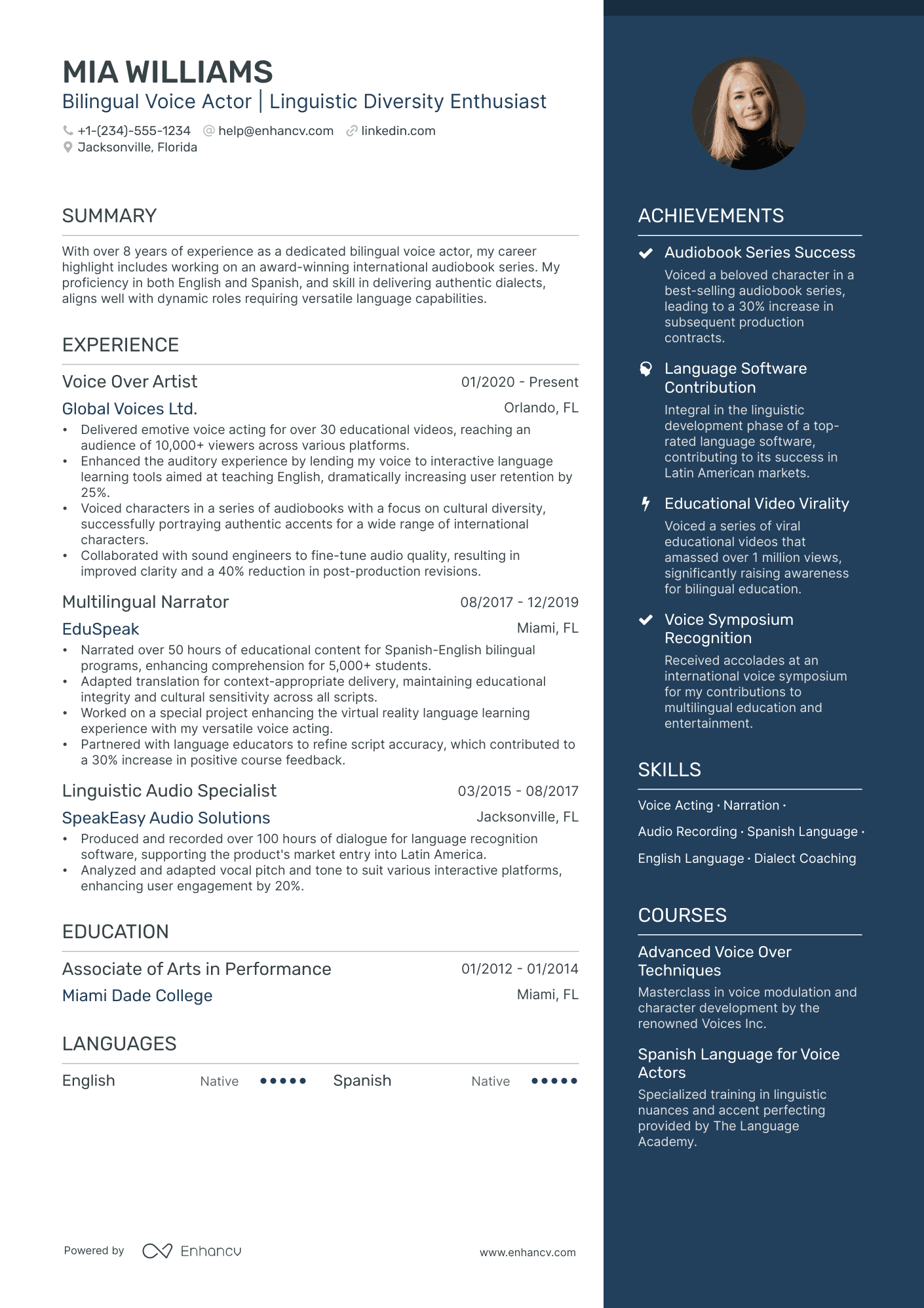 5 Voice Actor Resume Examples & Guide for 2024