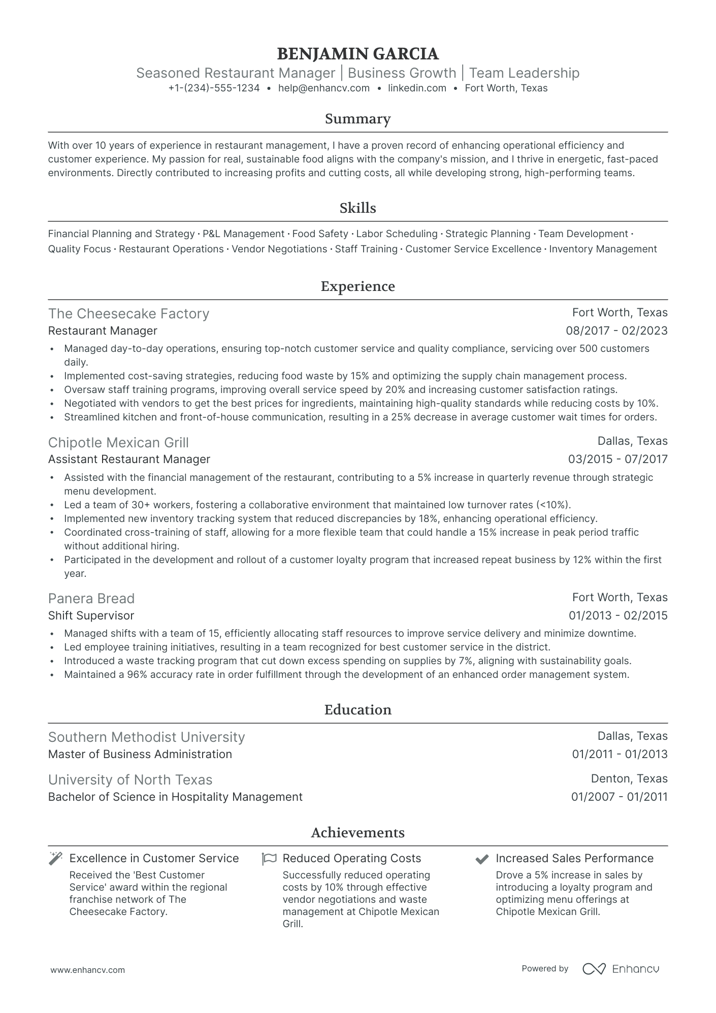 5 Restaurant General Manager Resume Examples & Guide for 2024