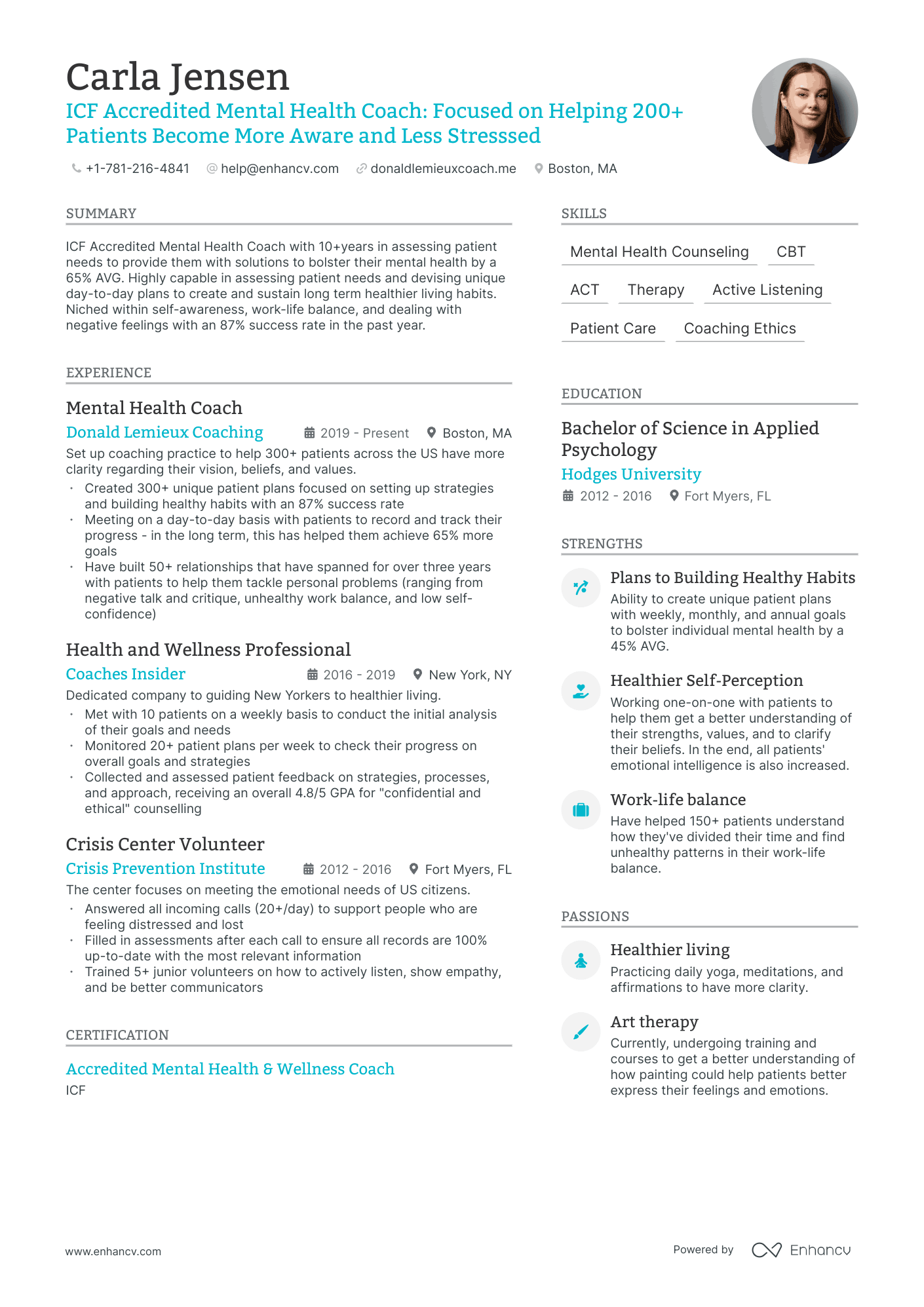 5 Mental Health Coach Resume Examples & Guide For 2024