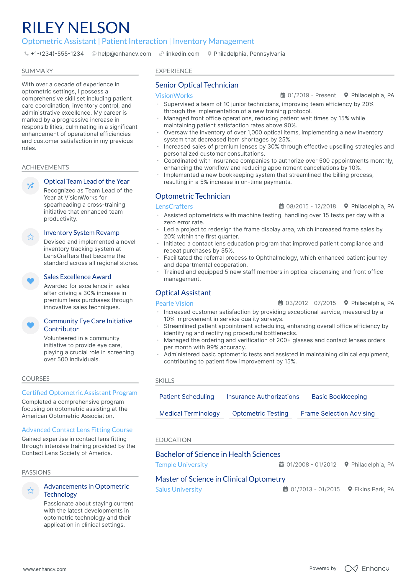 5 Optometrist Resume Examples & Guide for 2024