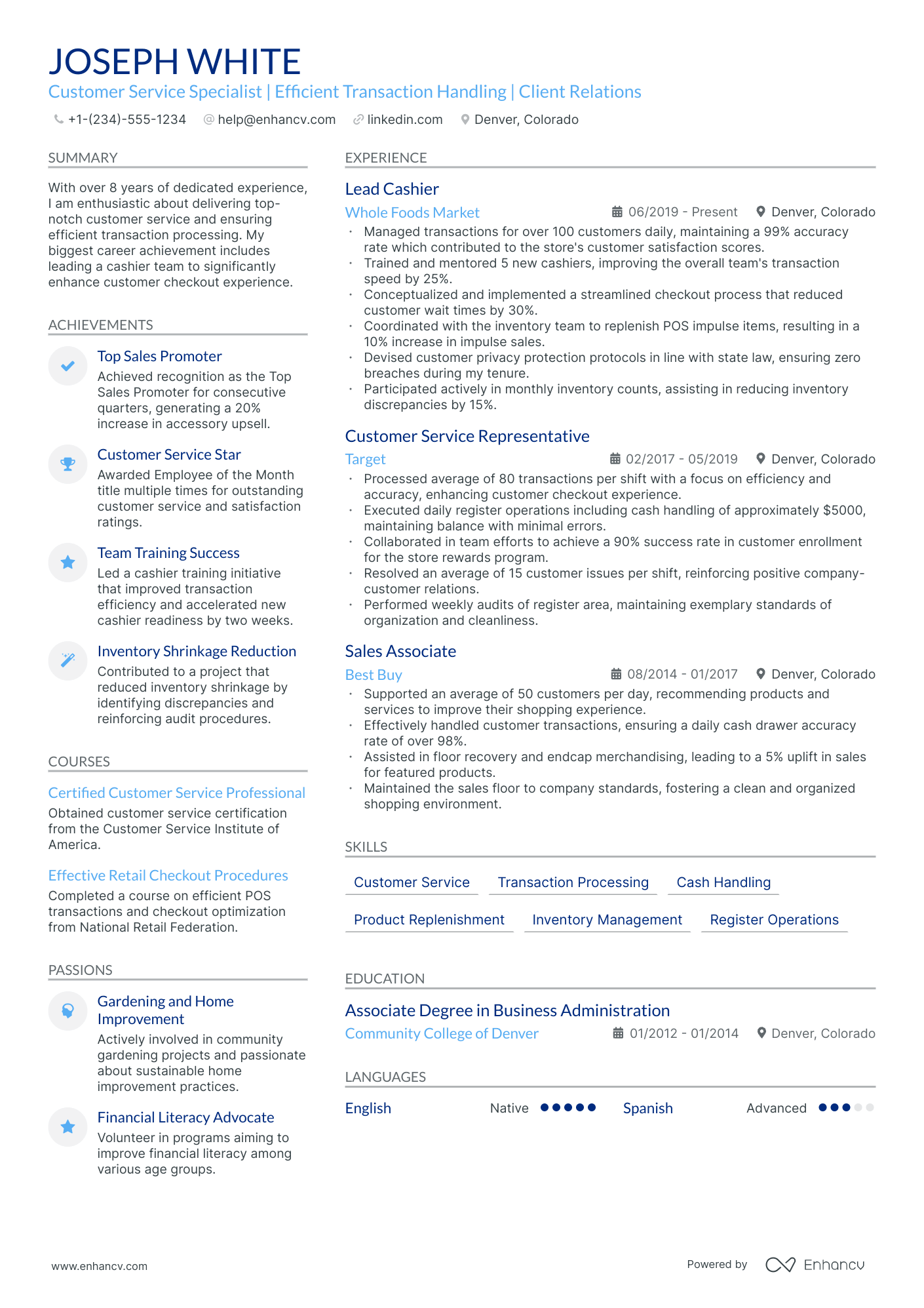 5 Customer Service Cashier Resume Examples & Guide for 2024