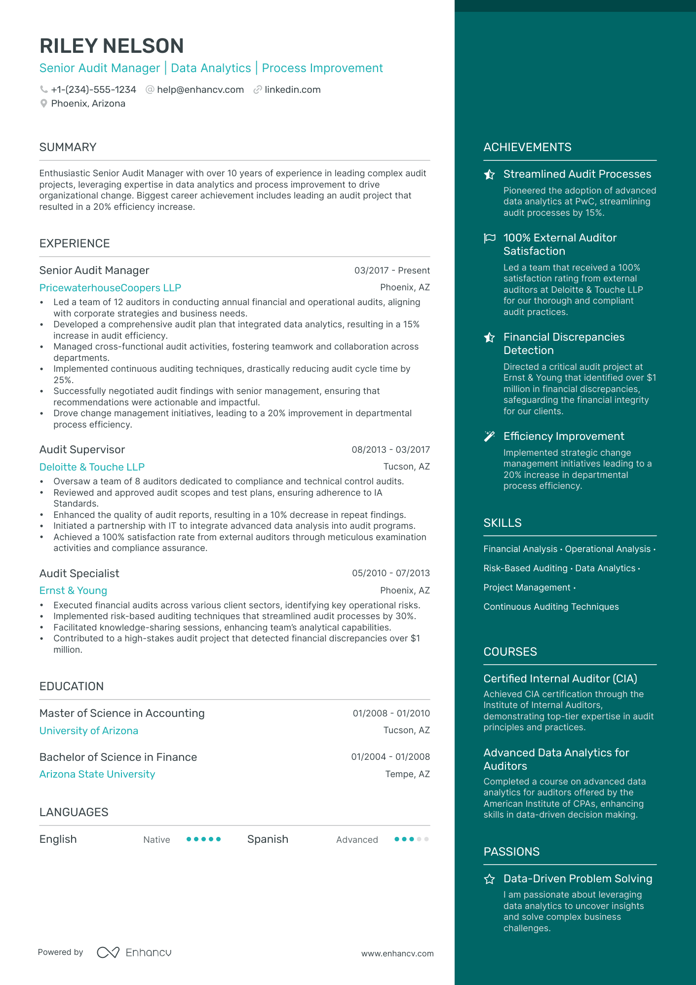 5 Internal Audit Manager Resume Examples & Guide for 2024