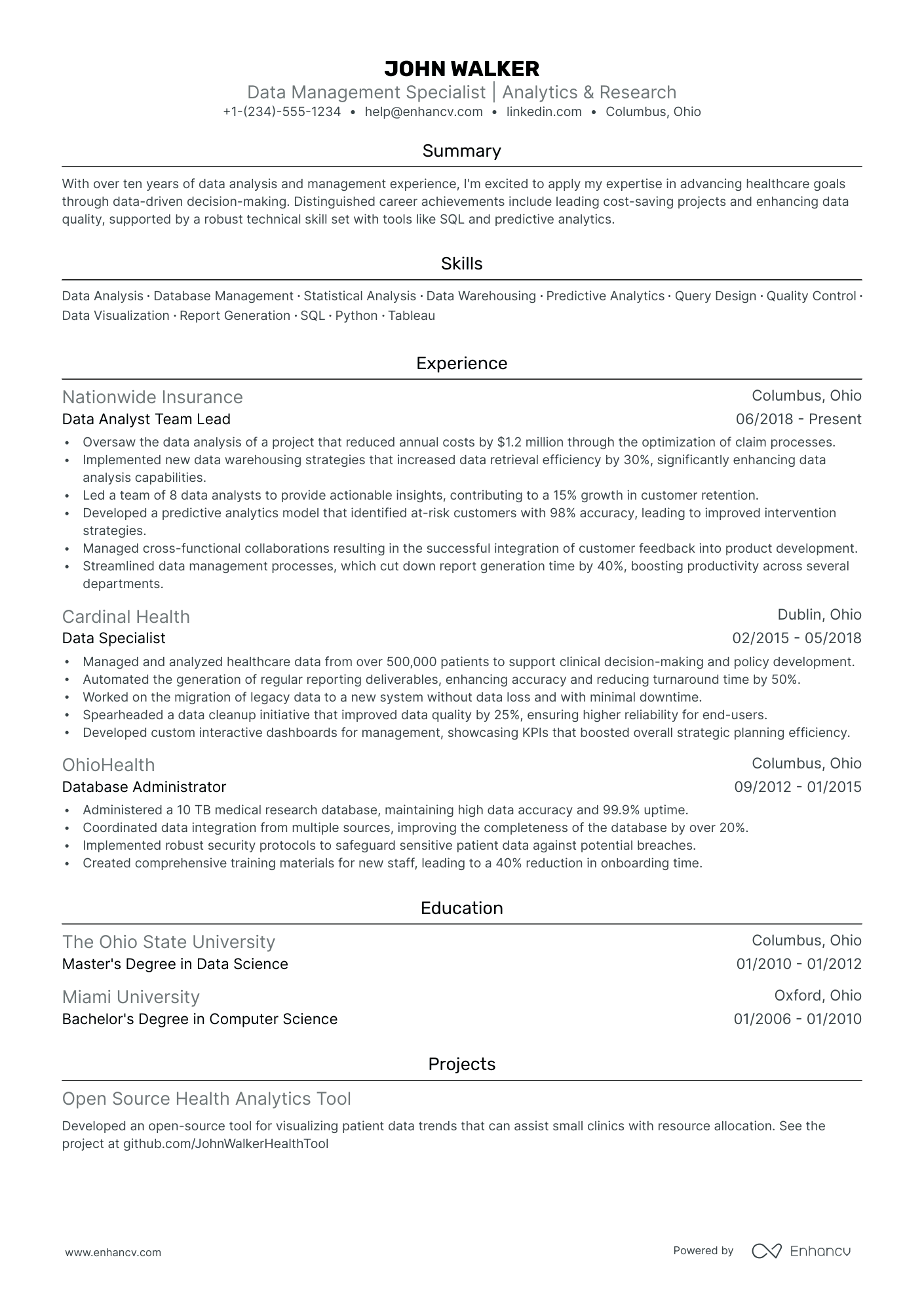 5 Data Management Analyst Resume Examples & Guide for 2024