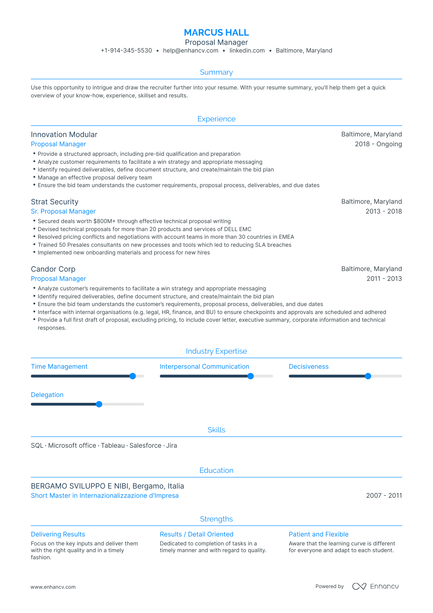 Proposal Manager Resume Examples & Guide for 2023 (Layout, Skills ...