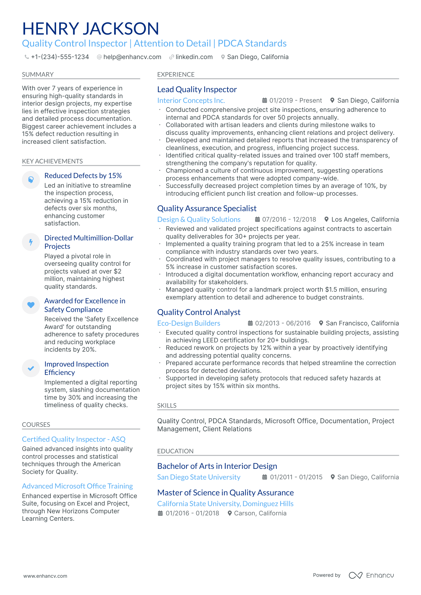 10 Quality Control Inspector Resume Examples & Guide for 2026