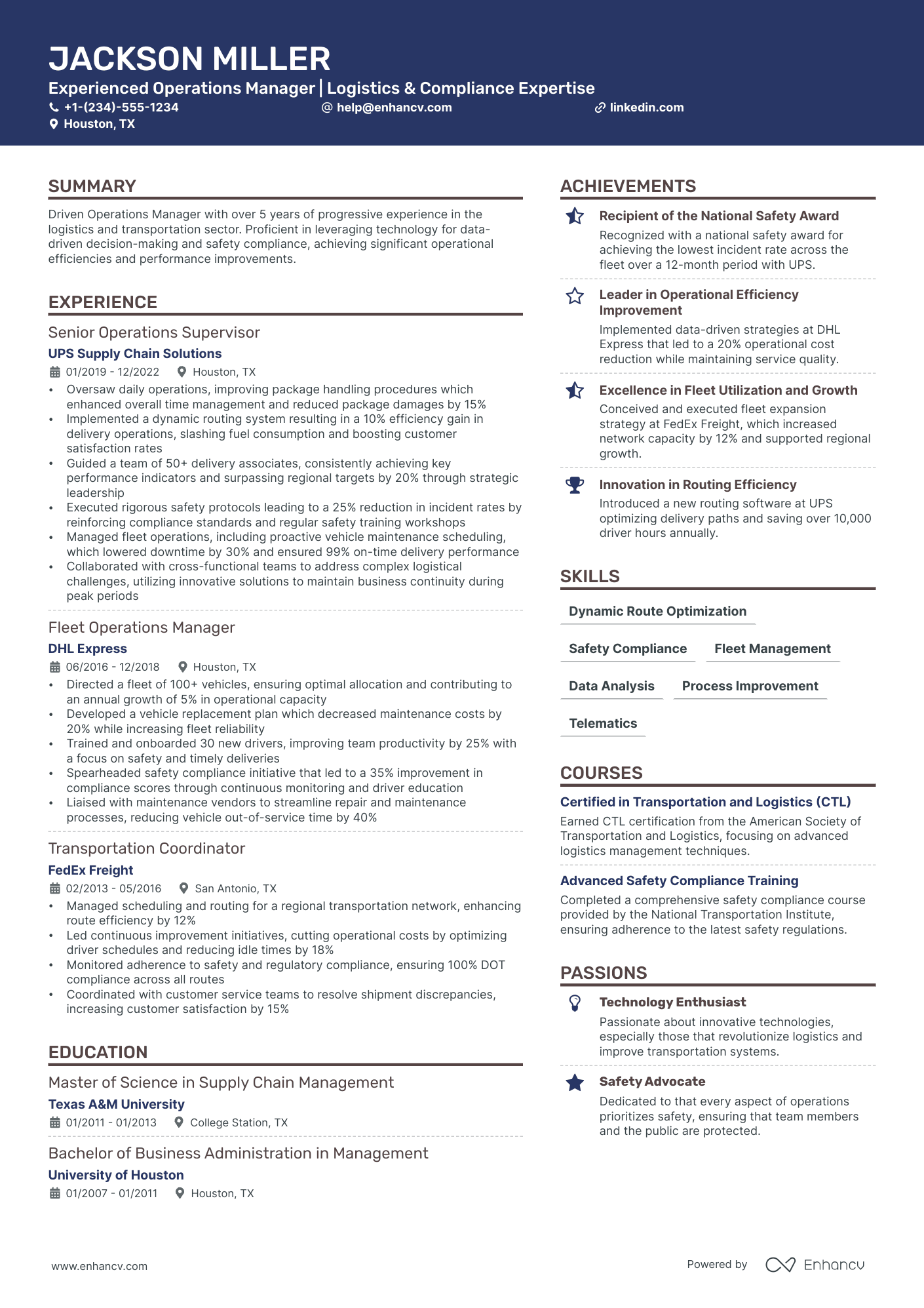 5 Fedex Operations Manager Resume Examples & Guide for 2024