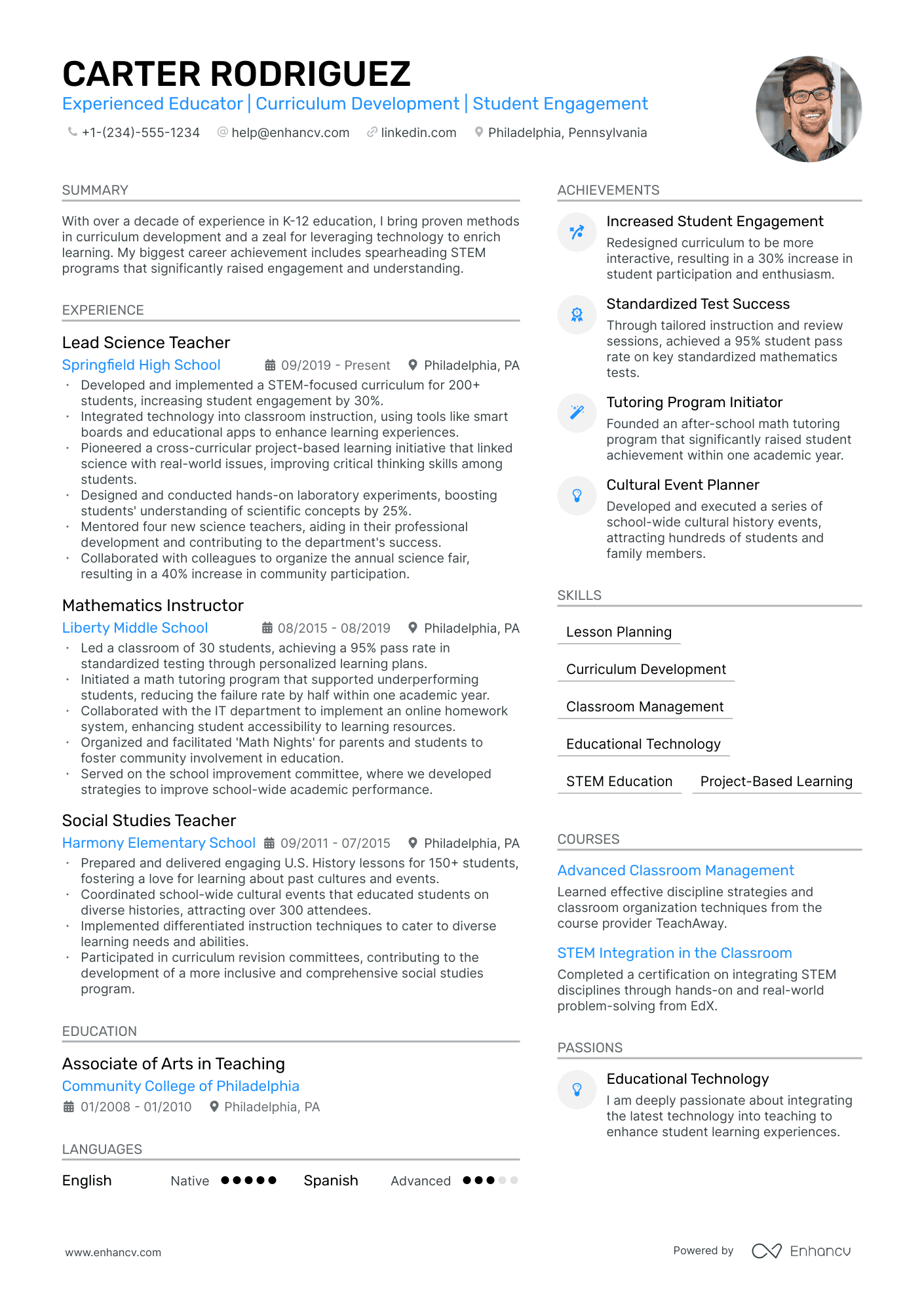 5 Math Teacher Resume Examples & Guide for 2024