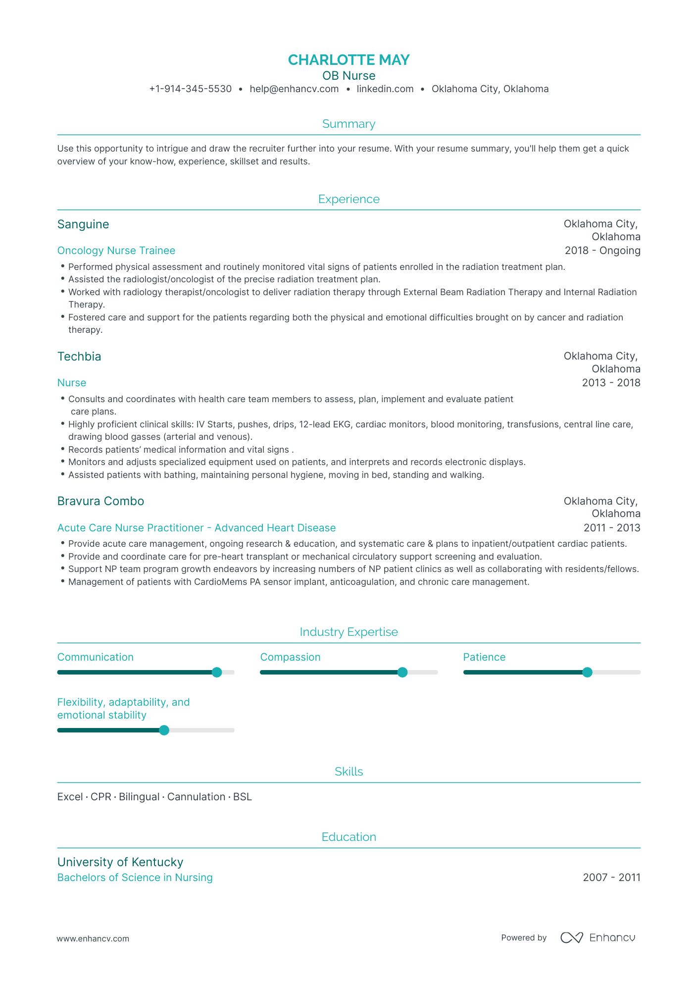 OB Nurse Resume Examples & Guide for 2023 (Layout, Skills, Keywords ...