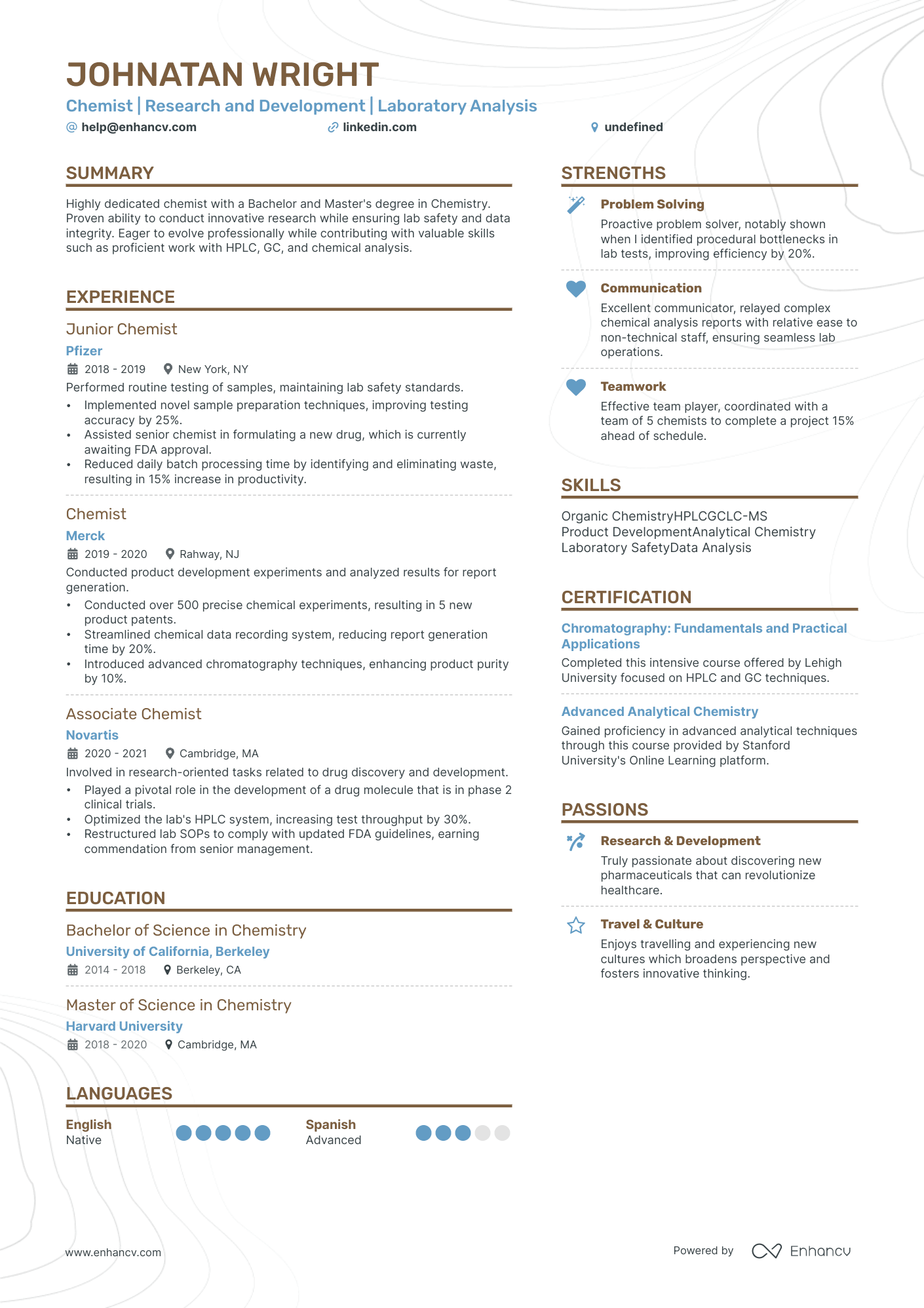 5 Chemist Resume Examples & Guide for 2024