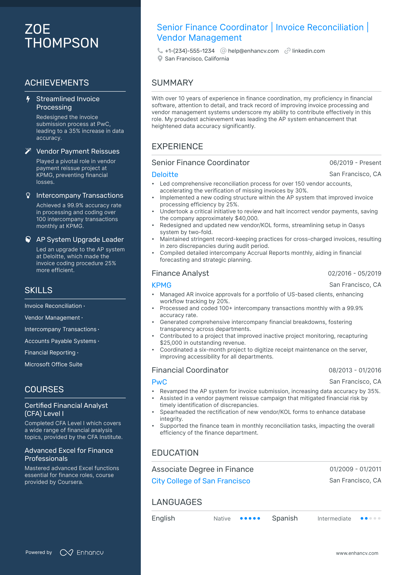 5 Finance Coordinator Resume Examples & Guide for 2024