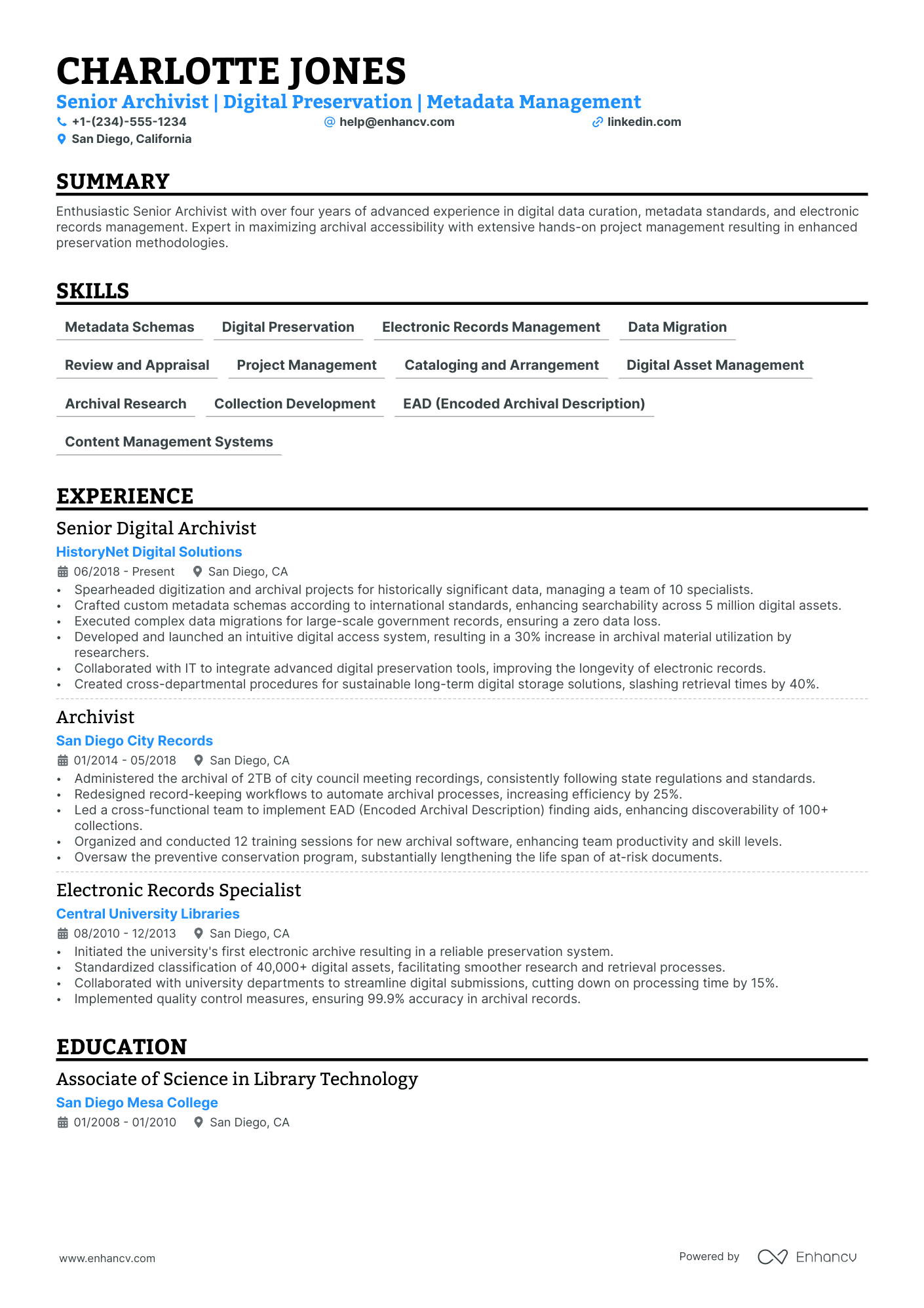 5 Archivist Resume Examples & Guide For 2024