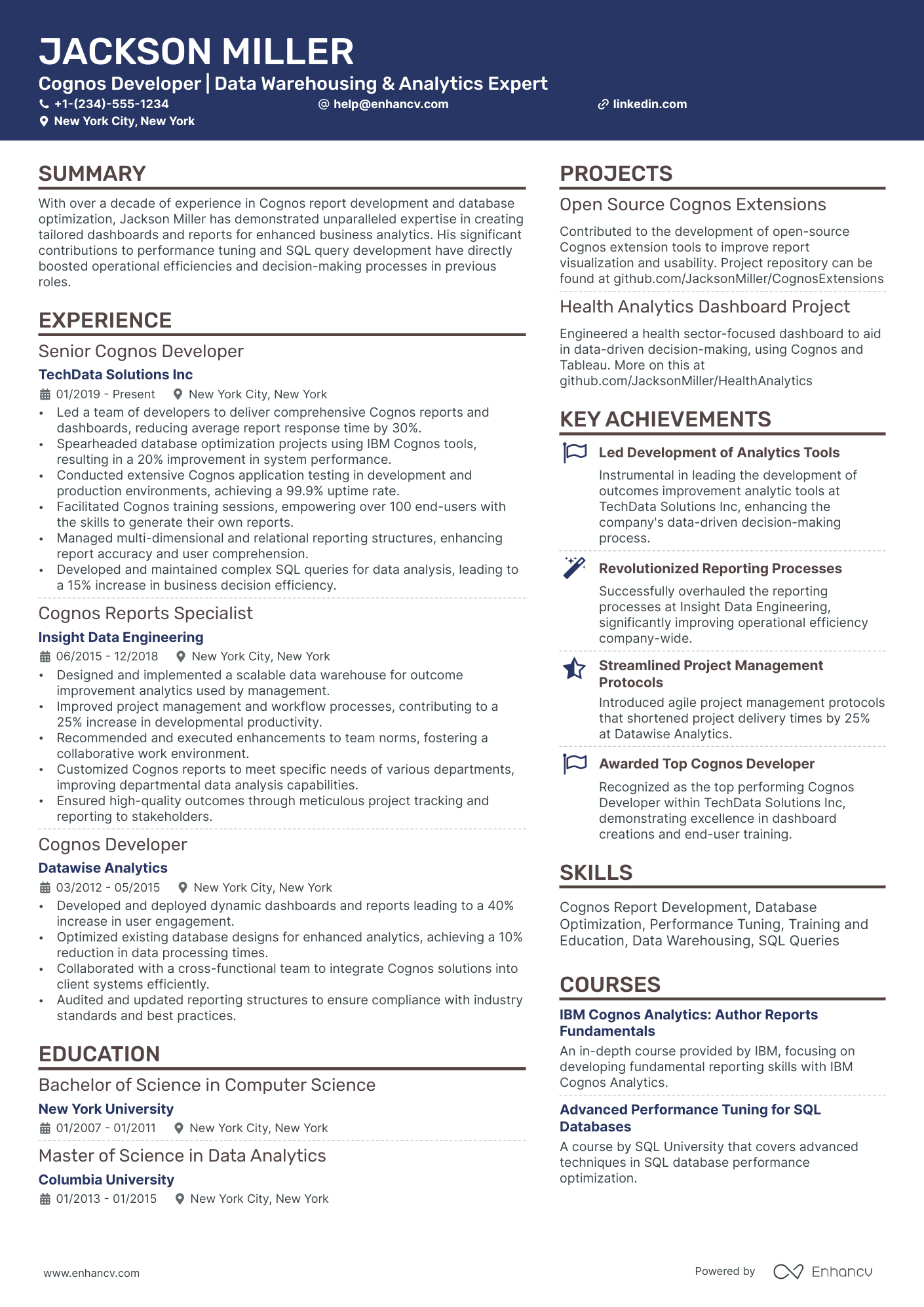 10 Cognos Developer Resume Examples & Guide for 2026