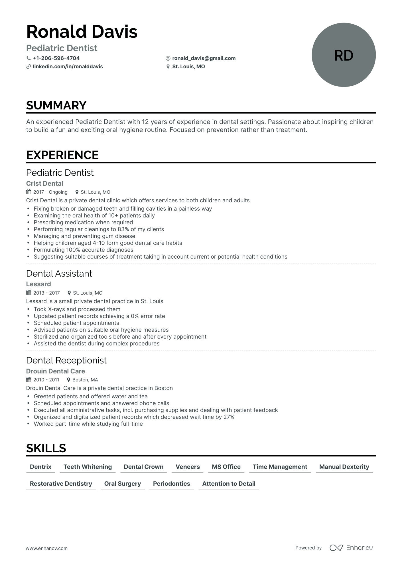 5 Pediatric Dentist Resume Examples & Guide For 2024