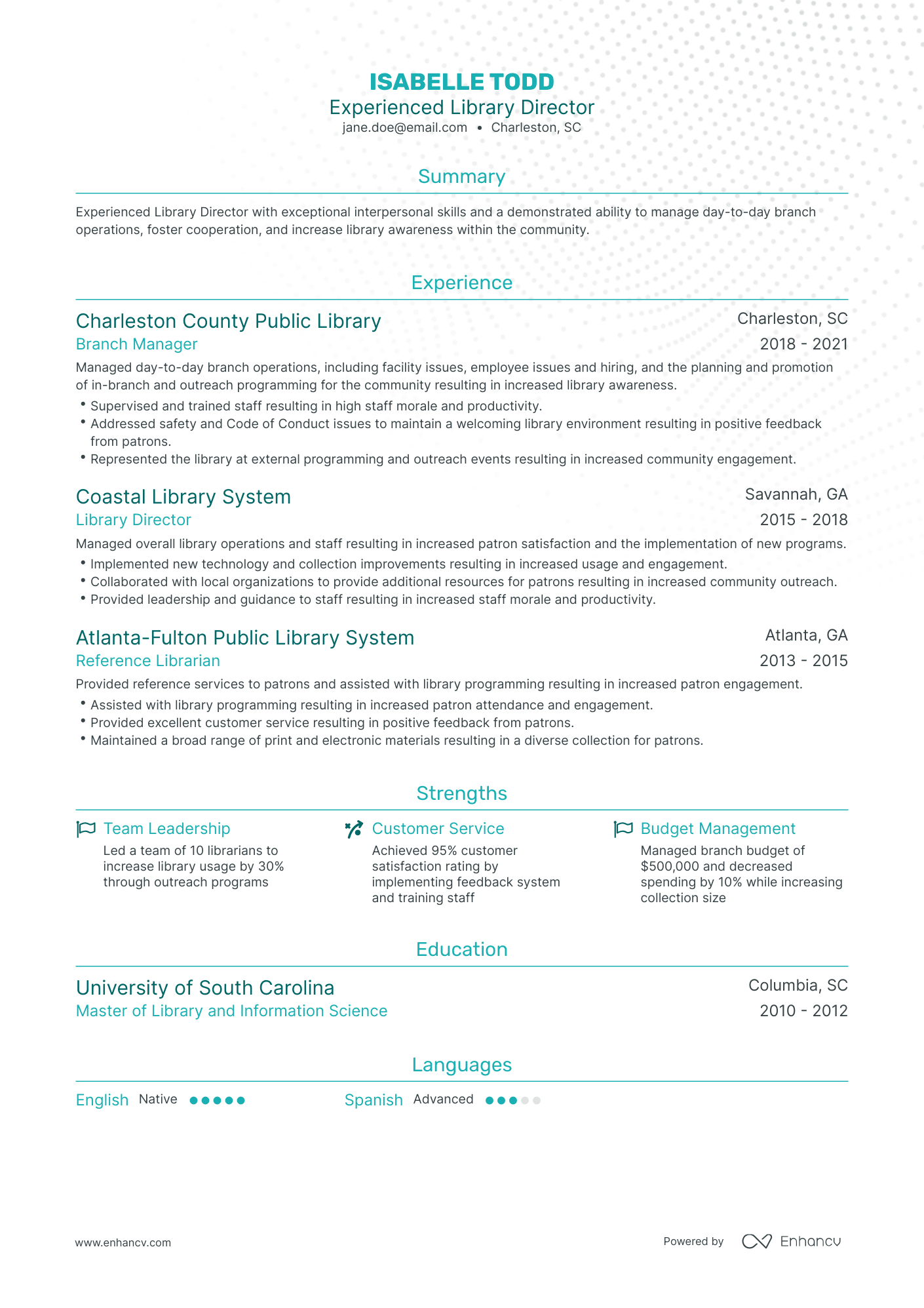 5 Library Director Resume Examples & Guide for 2024