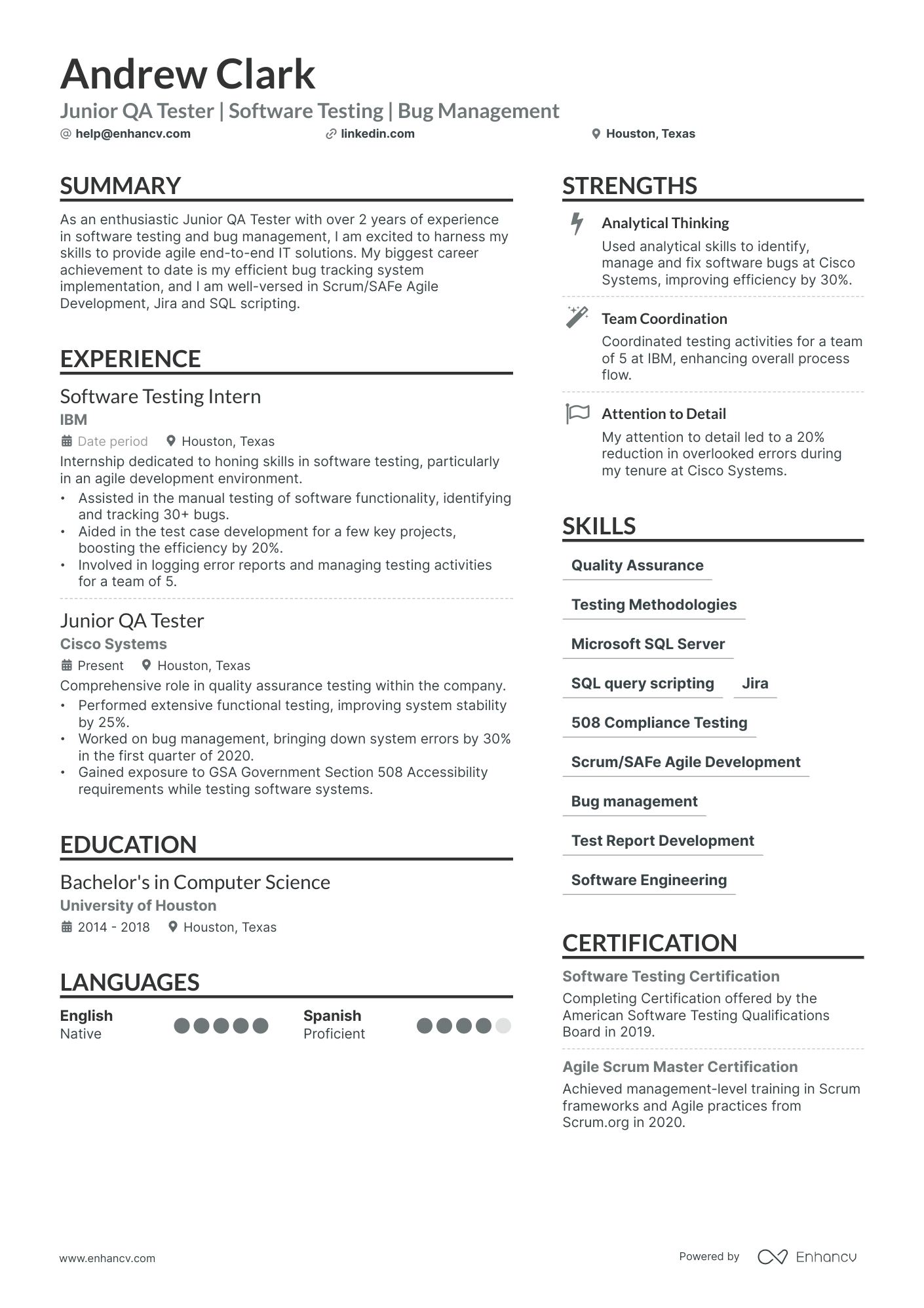 5 Junior QA Tester Resume Examples & Guide for 2024