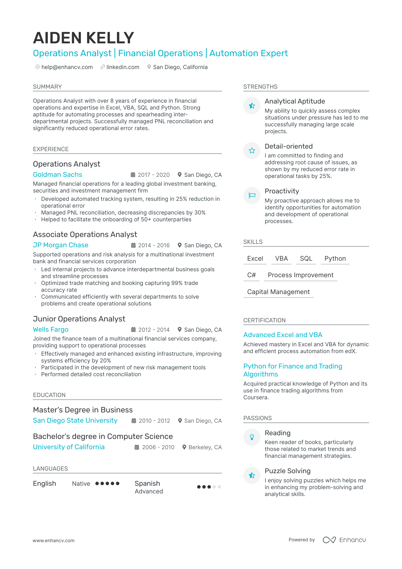 5 Operations Analyst Resume Examples & Guide for 2024