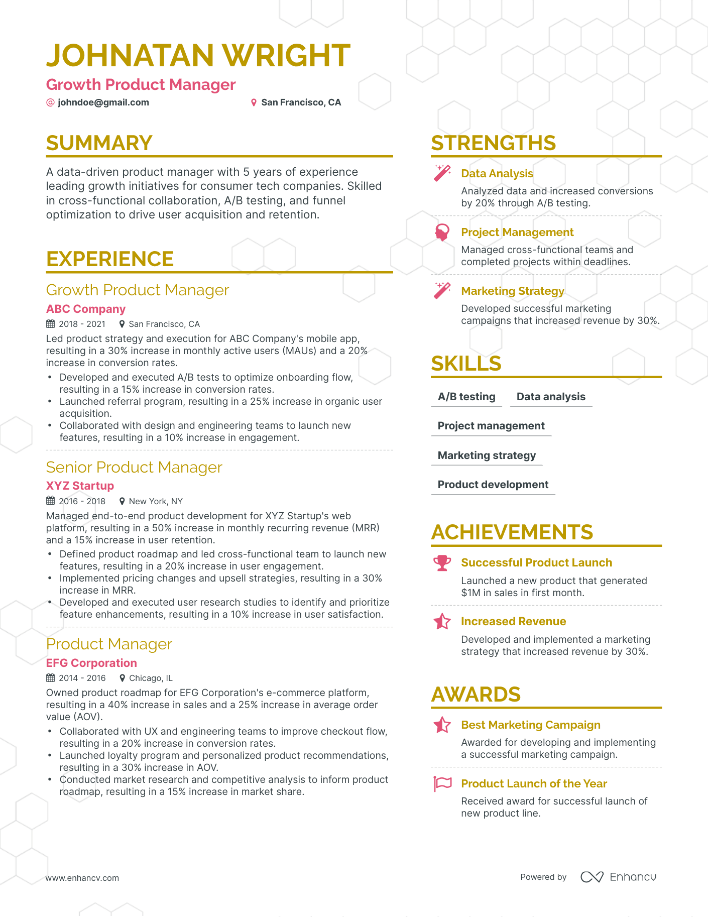 5 Growth Product Manager Resume Examples & Guide for 2023
