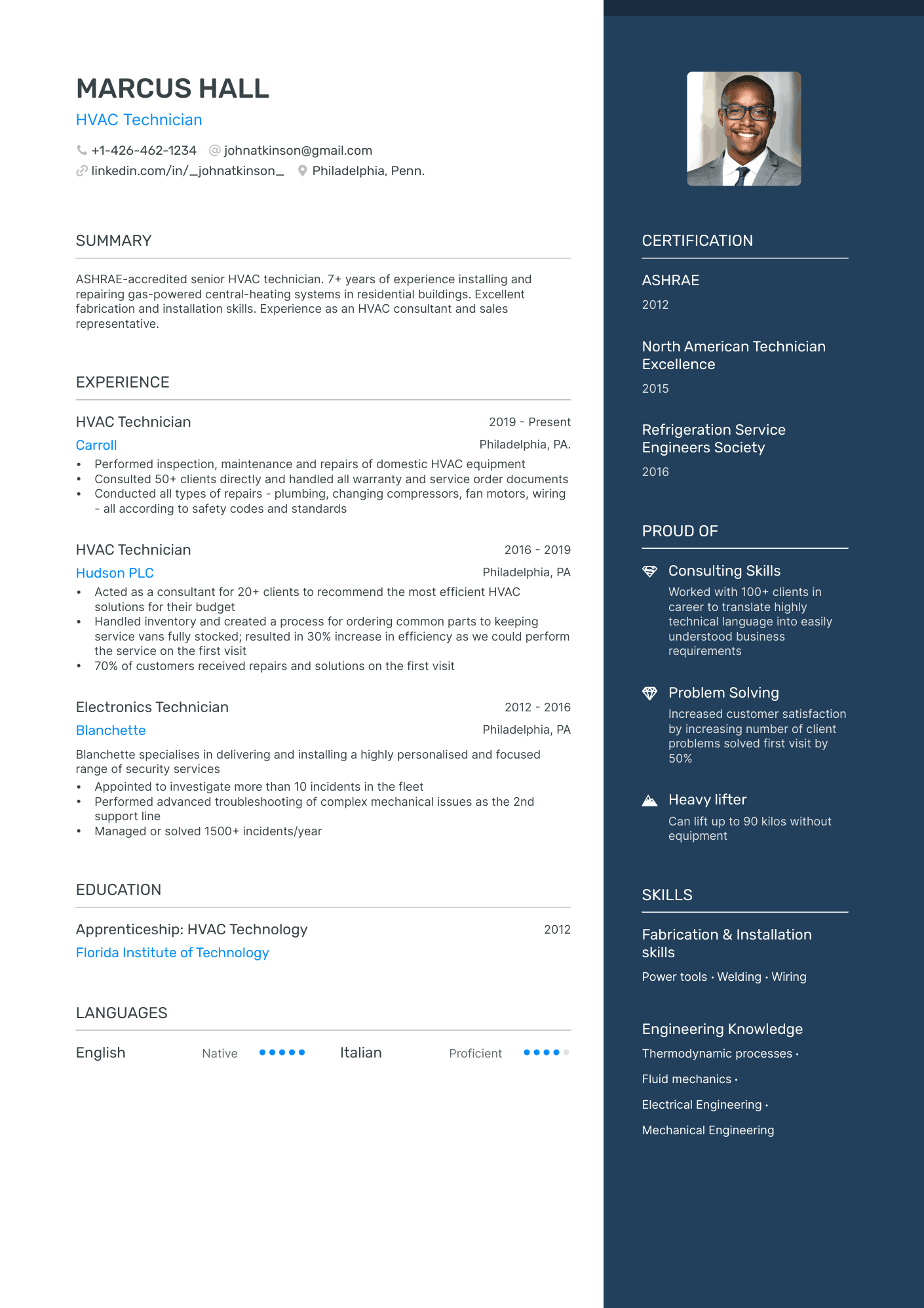 5 Hvac Resume Examples & Guide For 2024