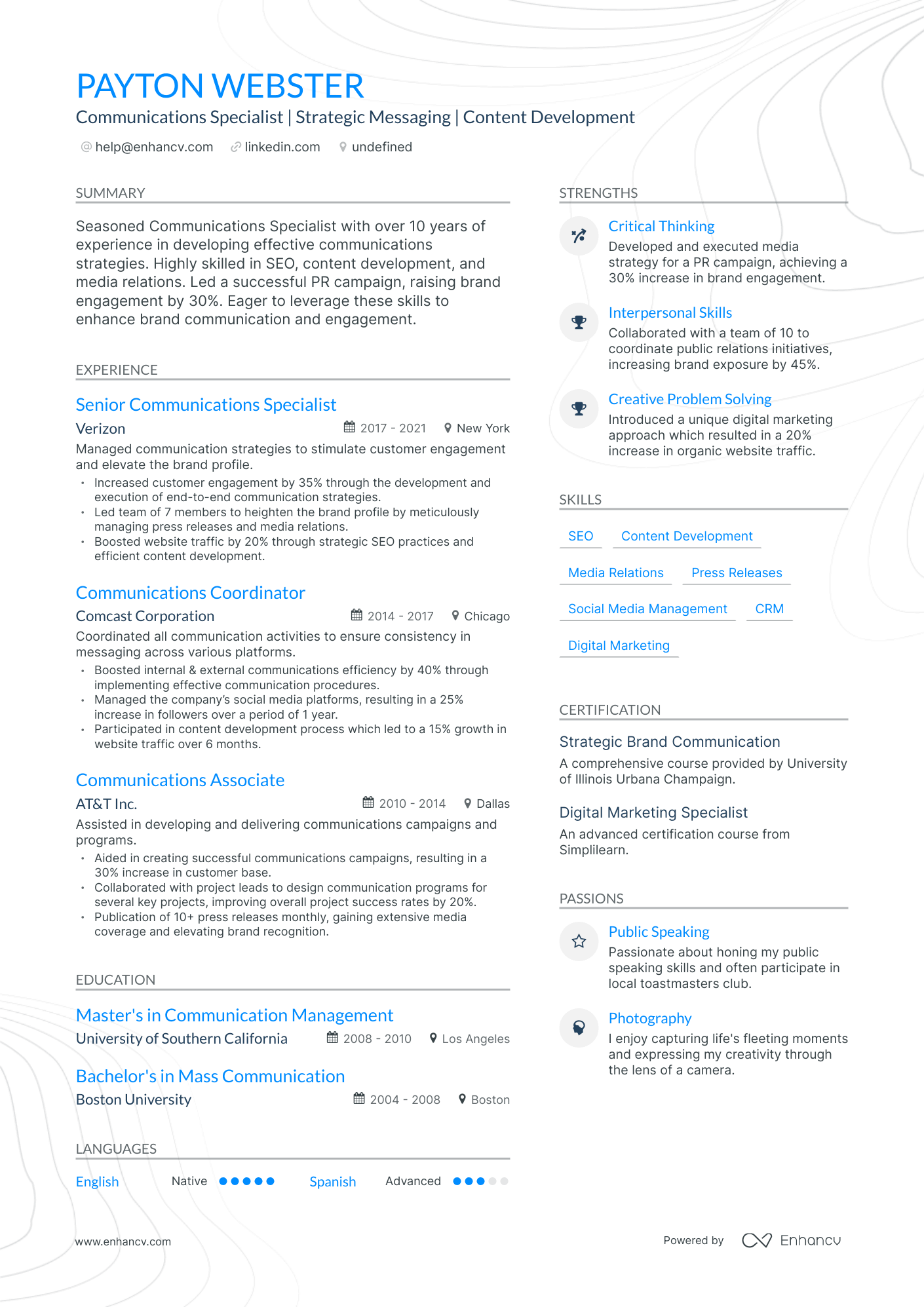 5 Communications Specialist Resume Examples & Guide for 2024