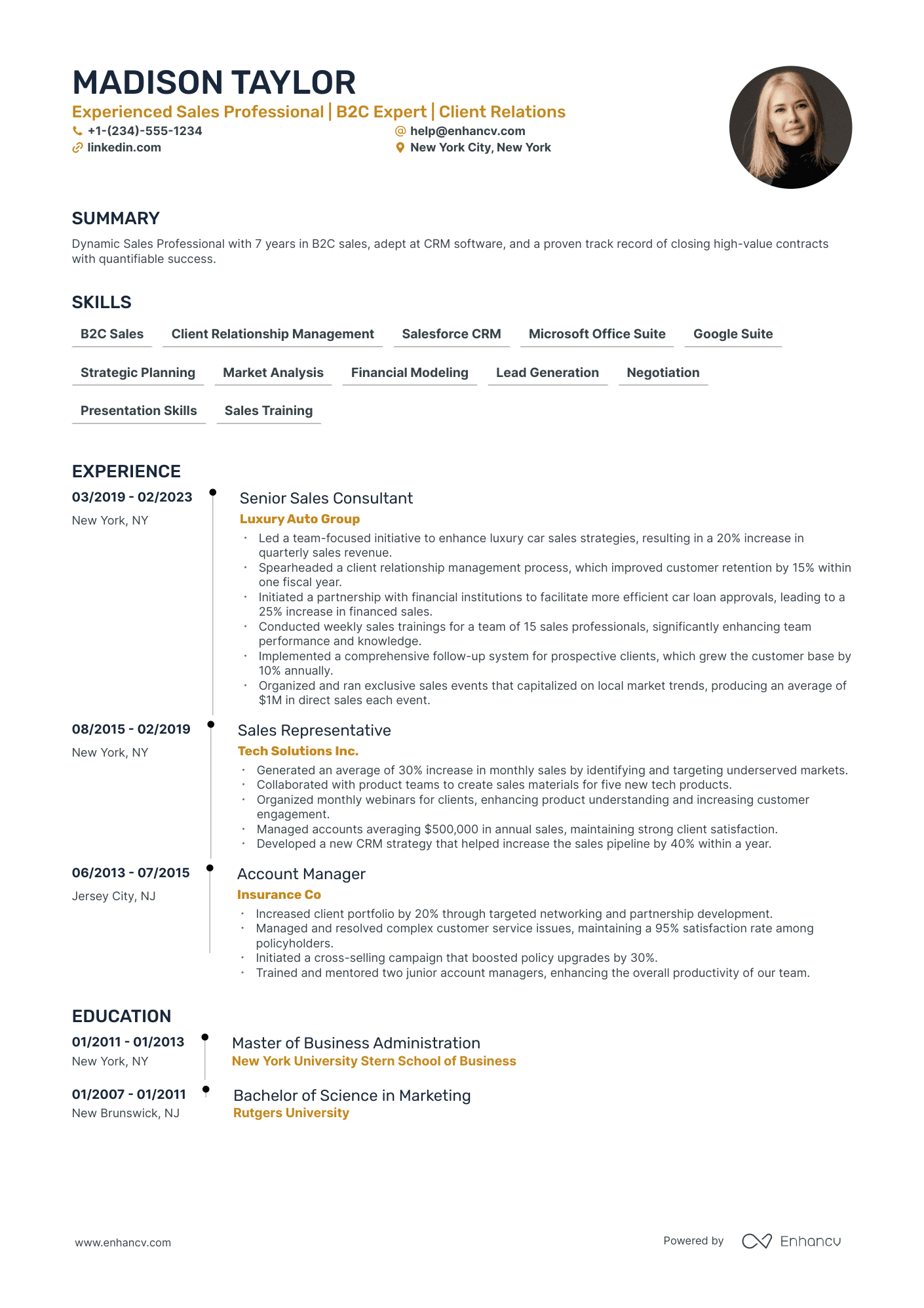 5 Sales Professional Resume Examples & Guide for 2024