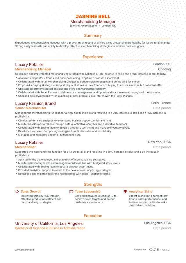 5 Merchandising Manager Resume Examples & Guide for 2024