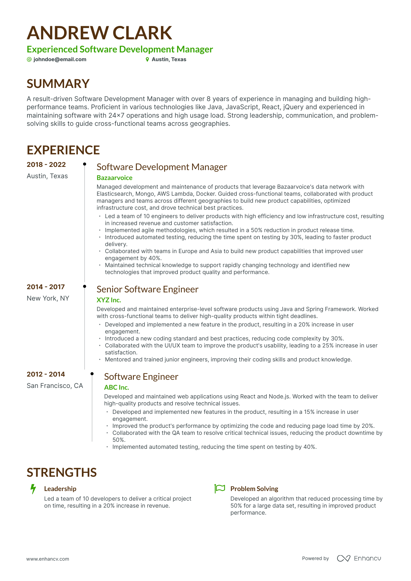 5 Software Development Manager Resume Examples & Guide for 2024