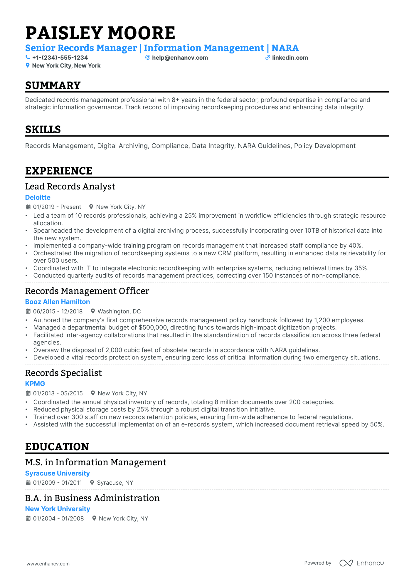 Example Capture Manager Win Sheet For Resume Example.pdf 10 Records Manager Resume Examples & Guide for 2026