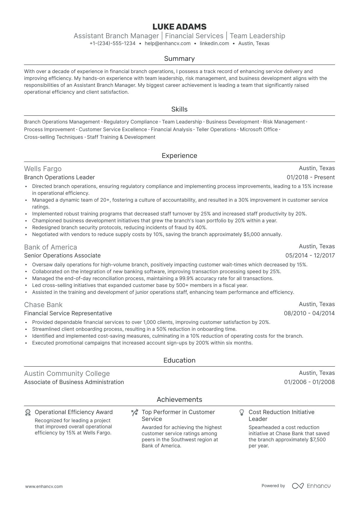 5 Assistant Branch Manager Resume Examples & Guide for 2024