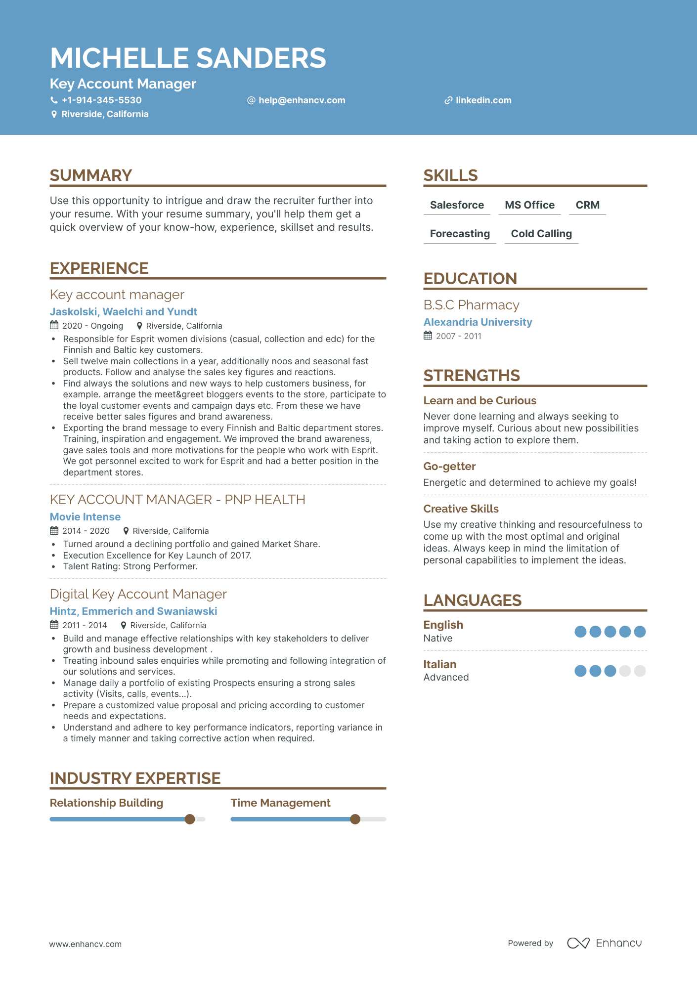 sample resume for key account manager