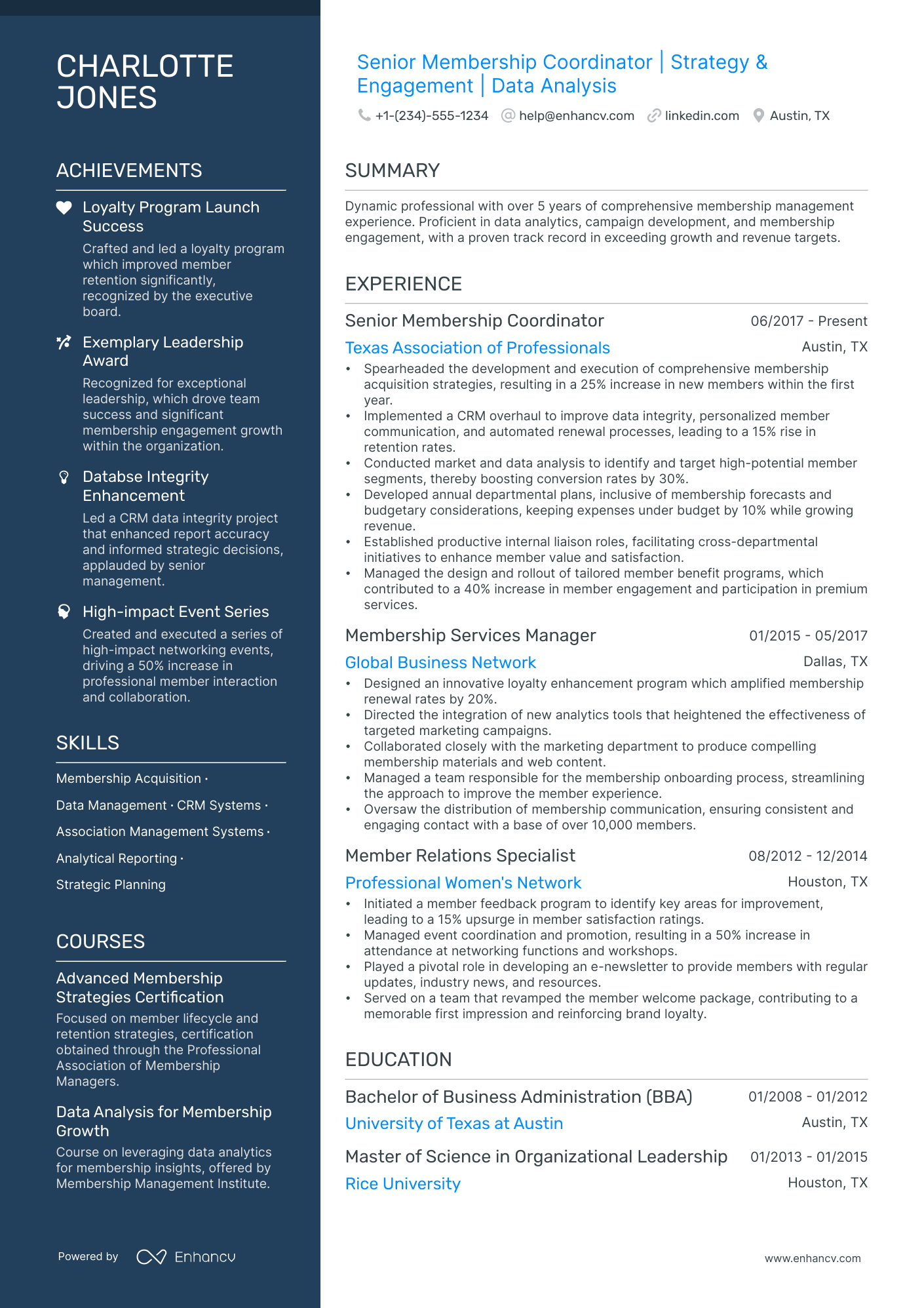 5 Membership Manager Resume Examples & Guide for 2024