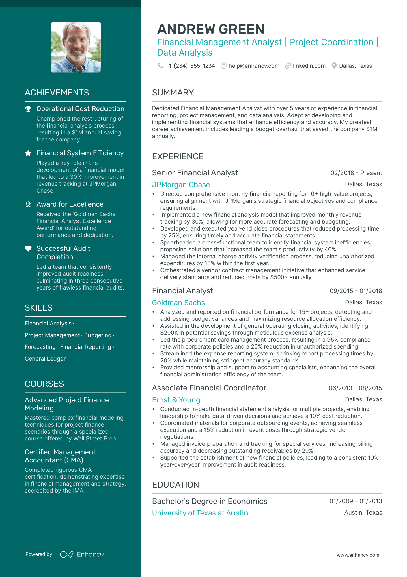 5 Financial Management Analyst Resume Examples & Guide for 2024