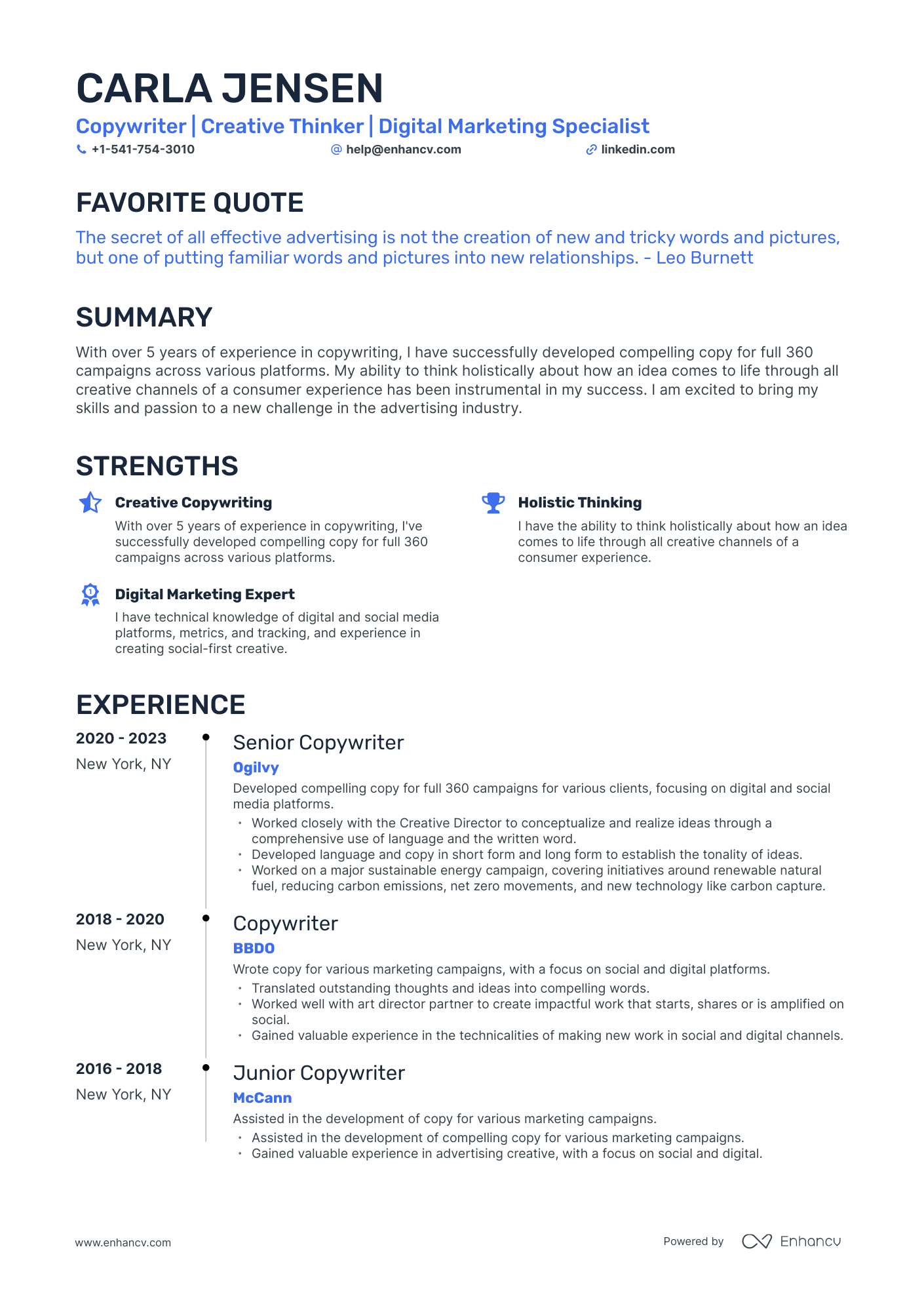 8 Copywriter Resume Examples & Guide for 2024