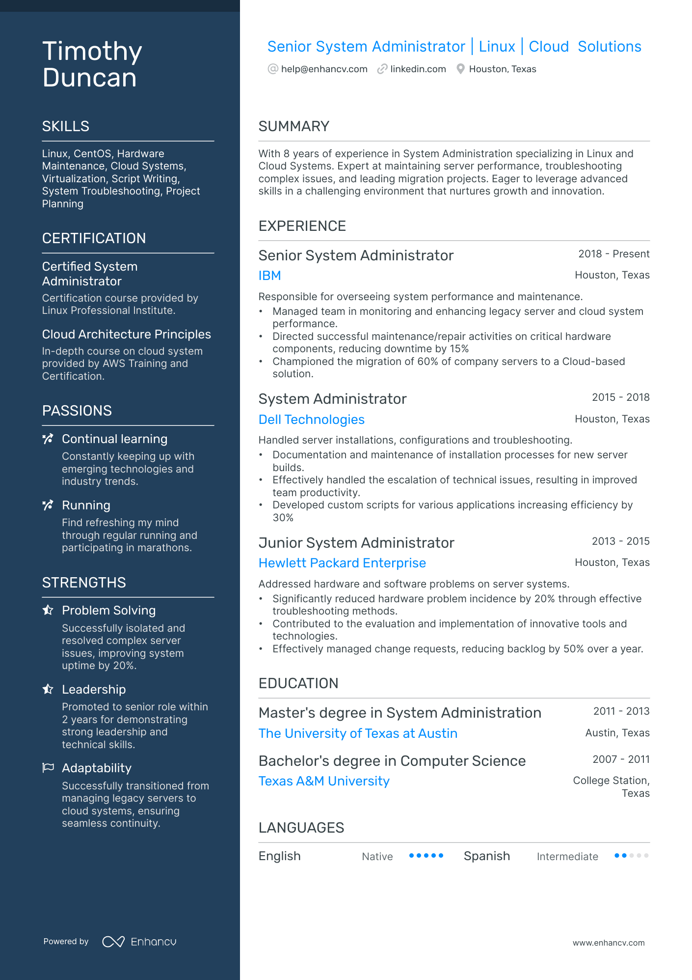 10 Linux System Administrator Resume Examples & Guide for 2025