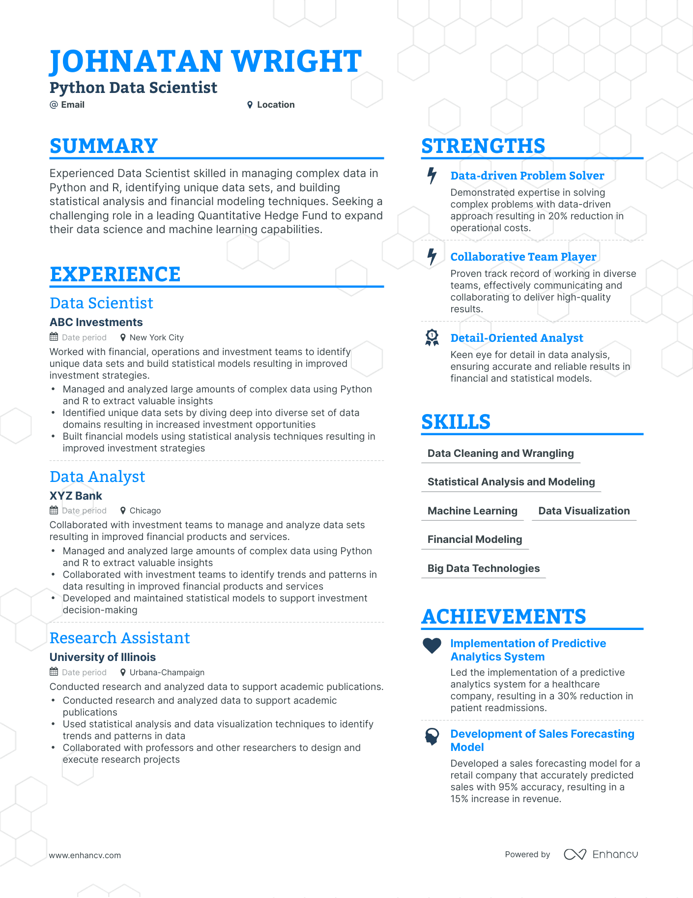 5 Python Data Scientist Resume Examples & Guide for 2023
