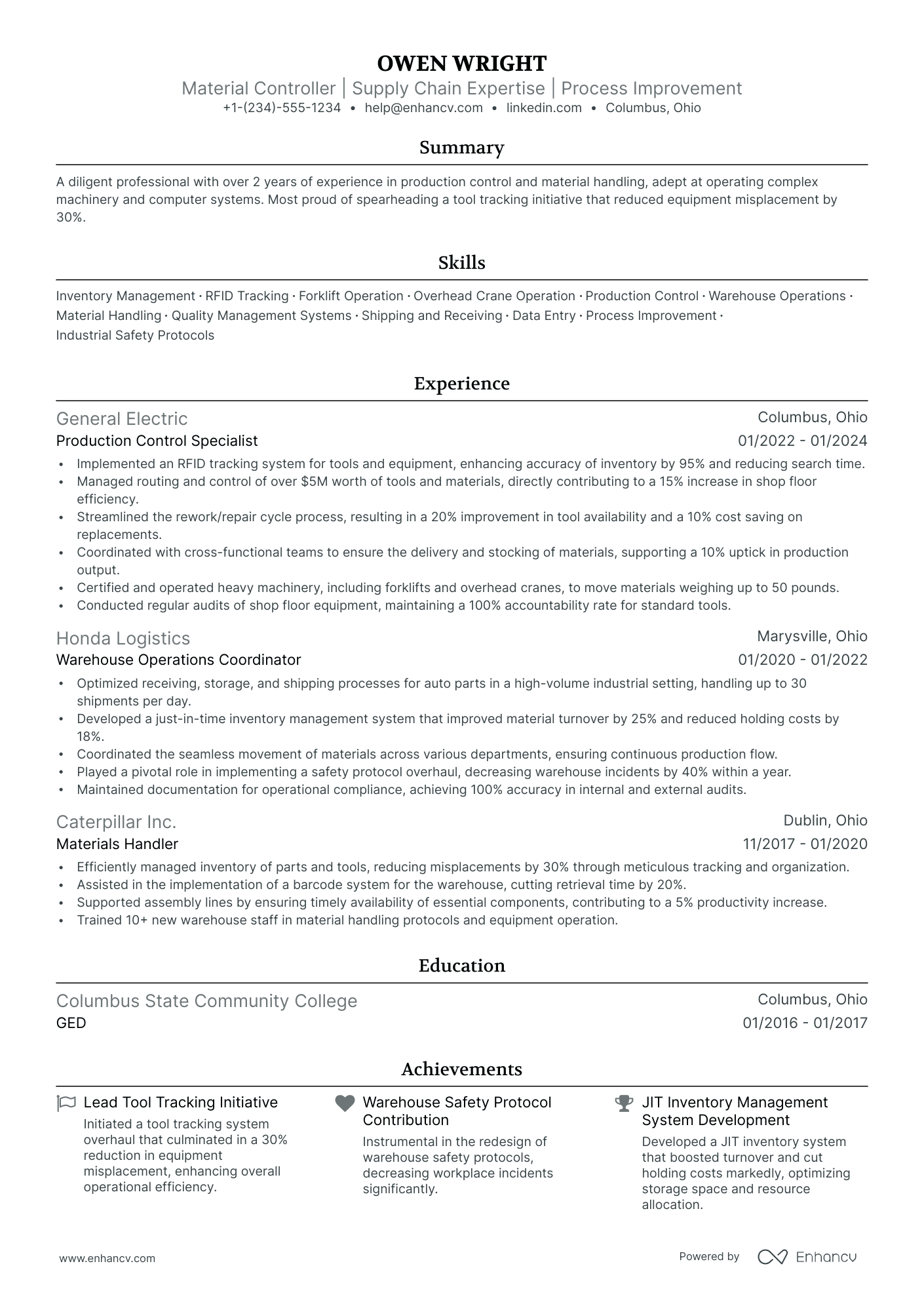 5 Material Handler Resume Examples & Guide for 2024