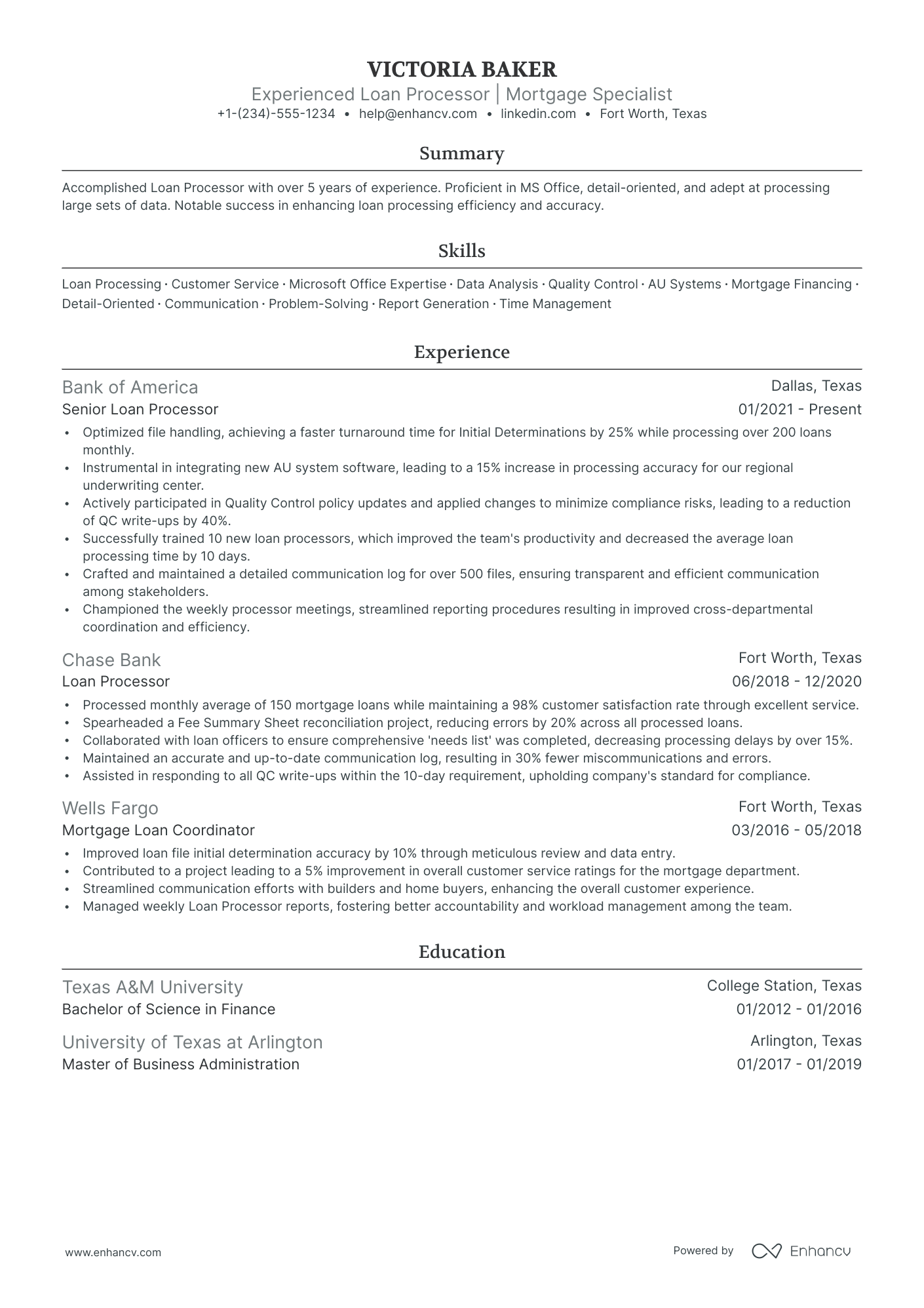 5 Loan Processor Resume Examples & Guide for 2024