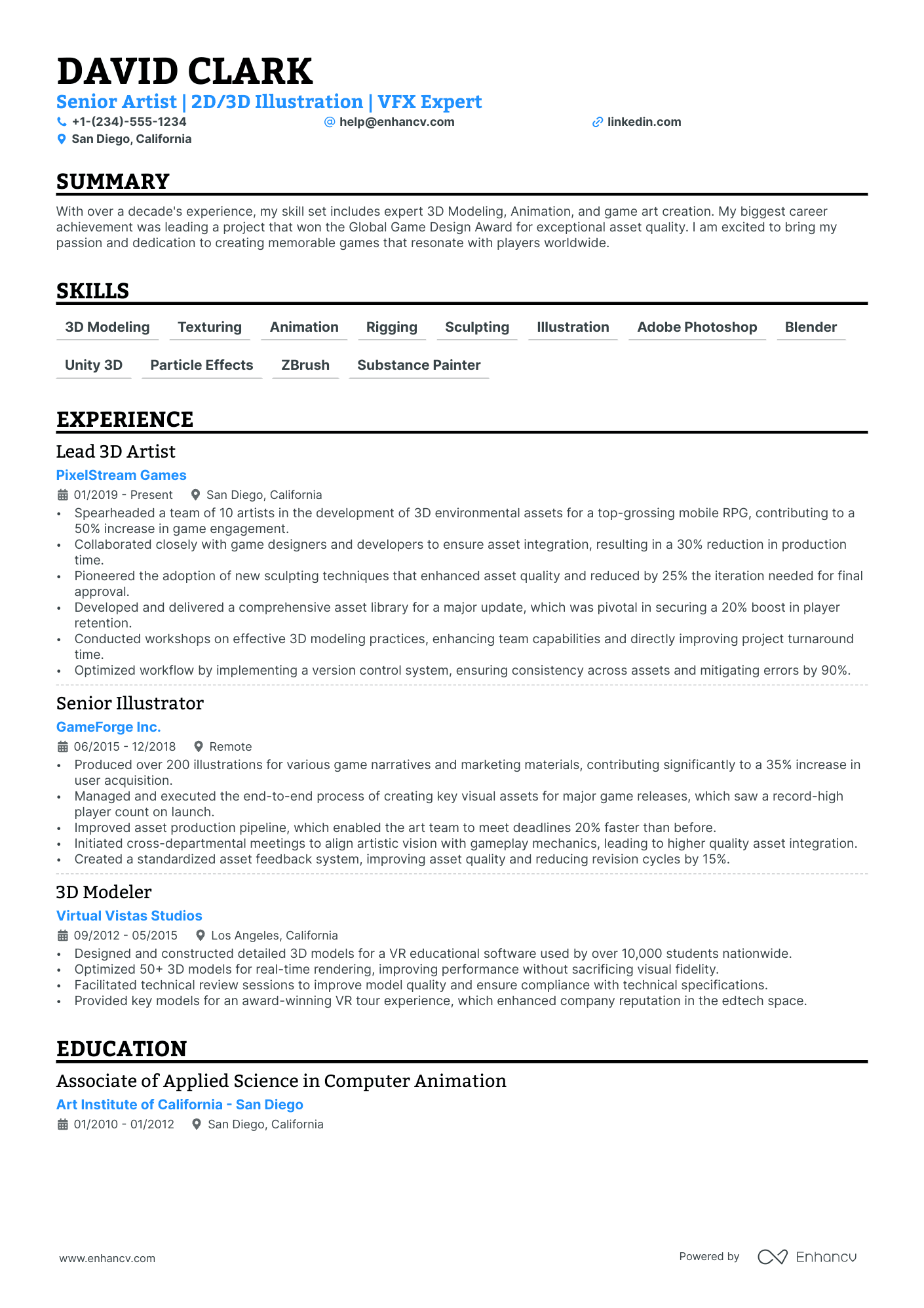 5 Freelance Artist Resume Examples & Guide for 2024