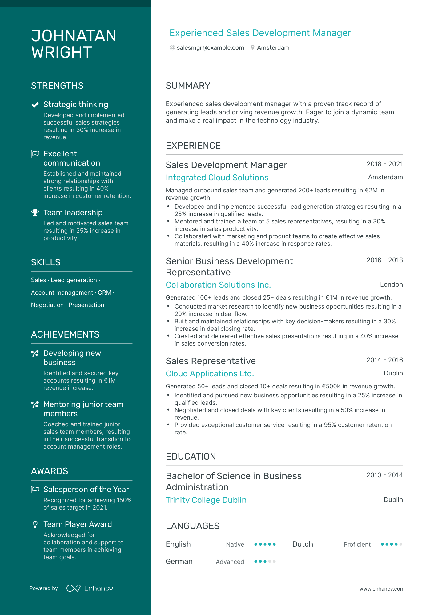 5 Sales Development Manager Resume Examples & Guide for 2024